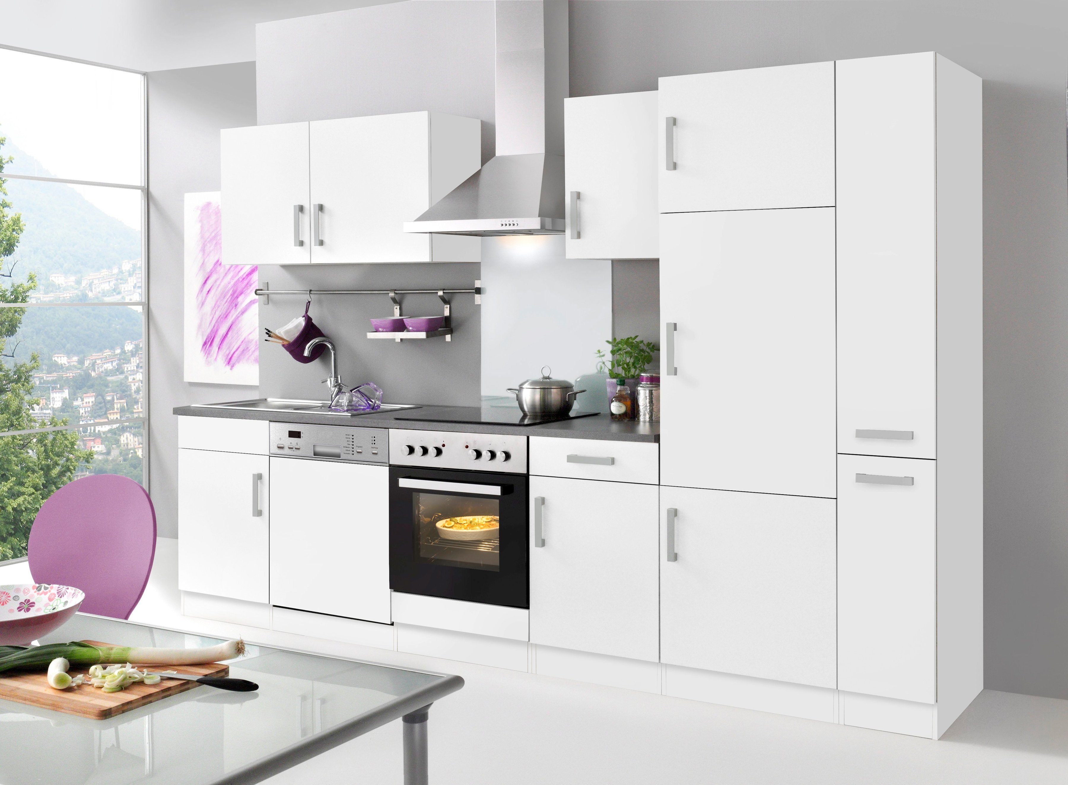 HELD MÖBEL Küchenzeile Toronto, mit E-Geräten, Breite 310 cm weiß/anthrazit | Küchenzeilen mit Geräten