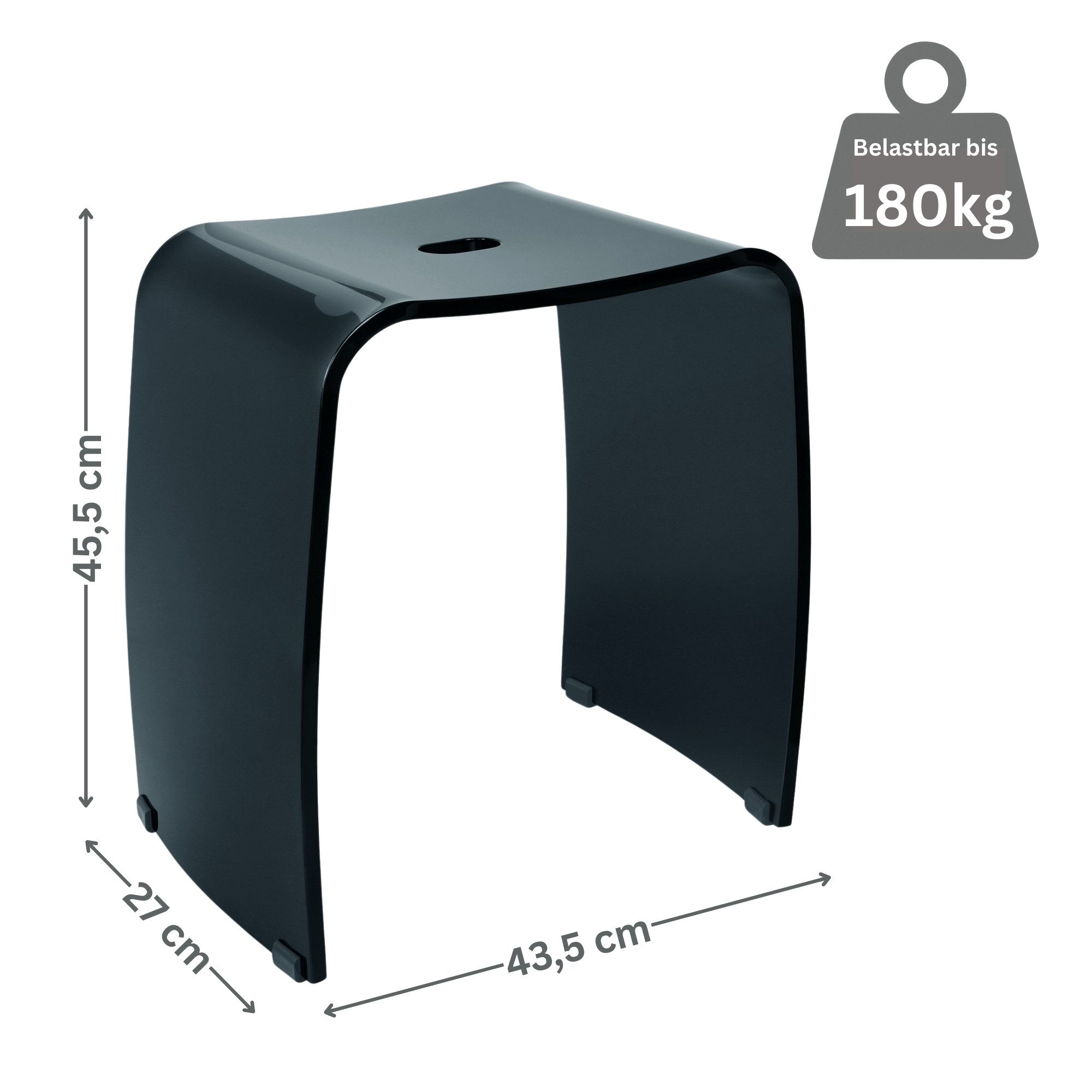 Libaro Dusch- und Badhocker für die Dusche MERAN Duschhocker modern hoch wasserfest aus Acryl, belastbar bis 180 kg, sehr stabil, für die Dusche geeignet, rutsch- und standfest