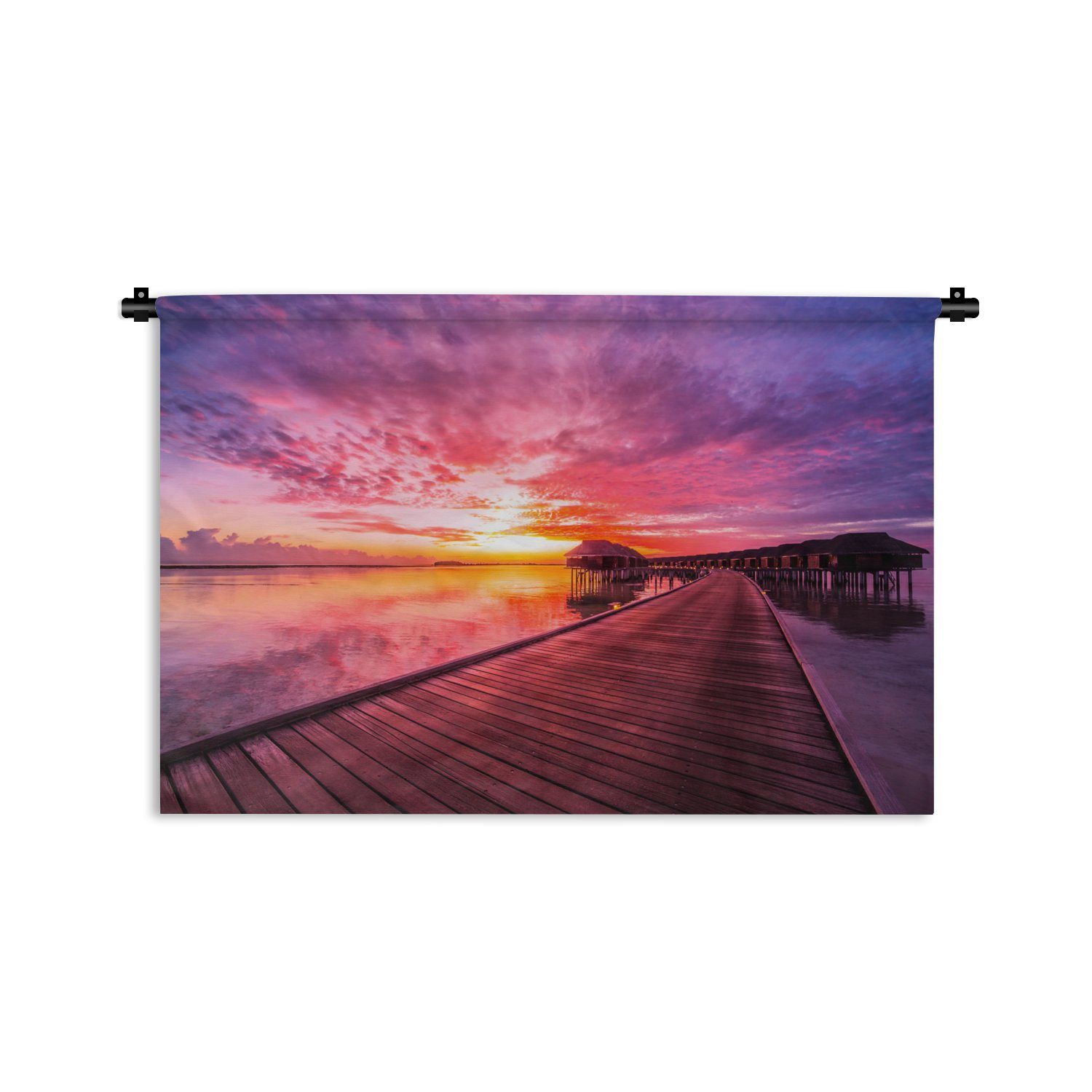 MuchoWow Sonne für Wandbehang, - Kleid, Horizont, - - Wanddeko Steg Kinderzimmer Wanddekoobjekt Wasser - Rosa Wohnzimmer, Schlafzimmer,