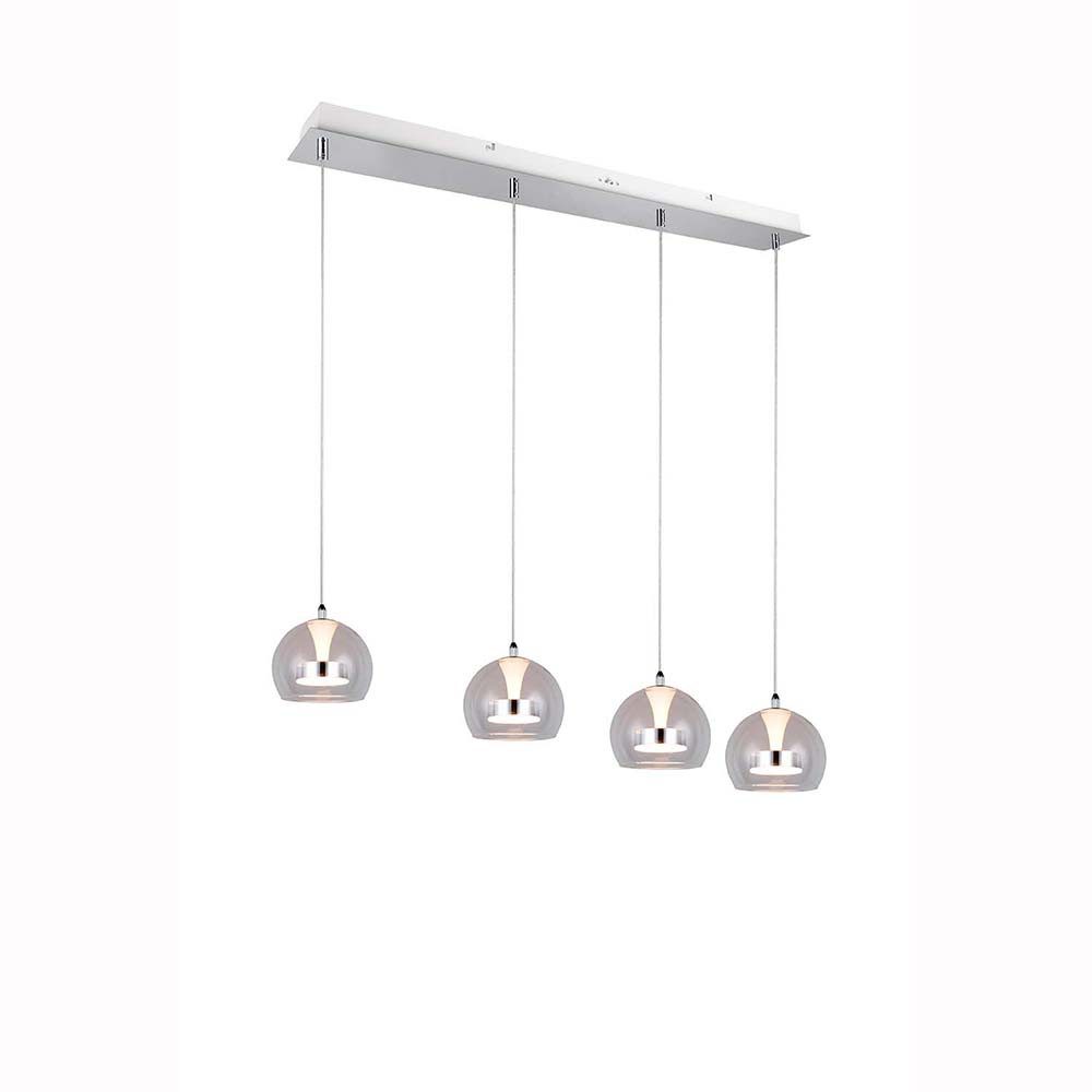 TRIO Leuchten LED Pendelleuchte, LED-Leuchtmittel fest verbaut, Warmweiß, Neutralweiß, Pendelleuchte Hängeleuchte verstellbar LED chromfarben Switch-Dimmer B
