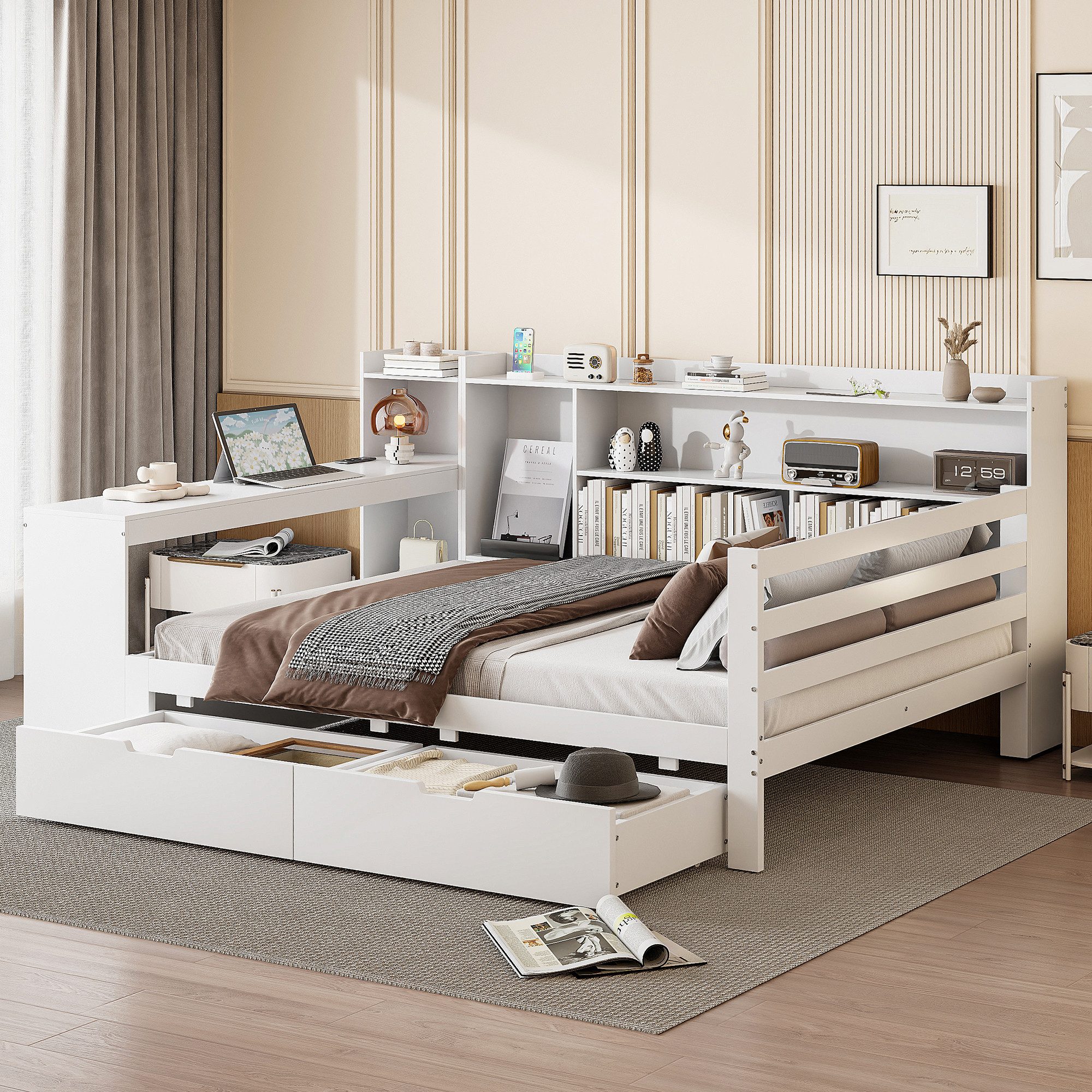 REDOM Schlafsofa Daybett,Funktionsbett,Stauraumbett, aus Massivholz 140x200 günstig online kaufen