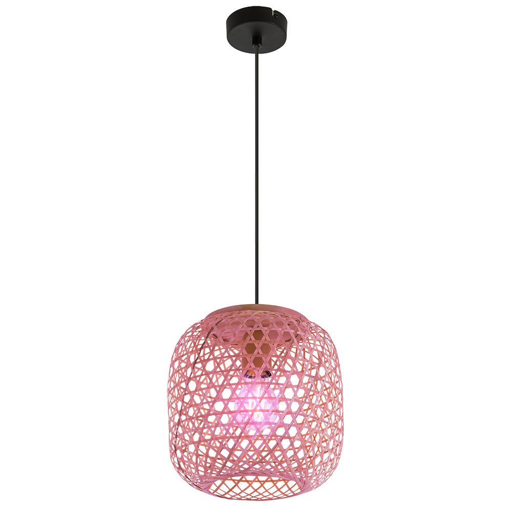 GLOBO LIGHTING LED Pendelleuchte, Leuchtmittel inklusive, Bambus Geflecht Decken Hänge Lampe dimmbar FERNBEDIENUNG