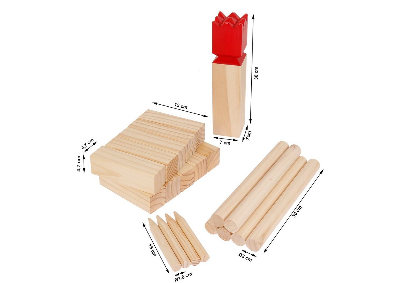 Thumbnail - FunTomia Outdoor-Spielzeug 30cm König Kubb Spiel Holzspiel Schweden Schach, Holz, (21-tlg)