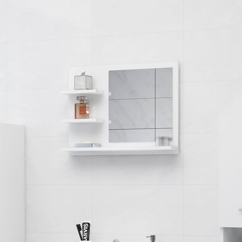 60x10,5x45 Badezimmerspiegelschrank Badspiegel Hochglanz-Weiß (1-St) Holzwerkstoff vidaXL cm