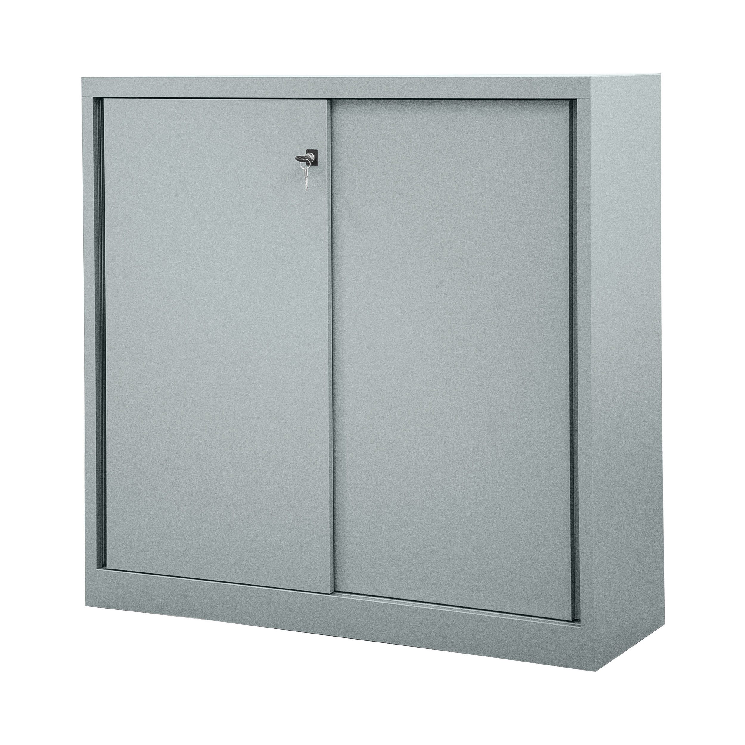 Bisley Aktenschrank Schiebetürenschrank ECO in Lichtgrau - Maße: H 118 x B 120 x T 43 cm