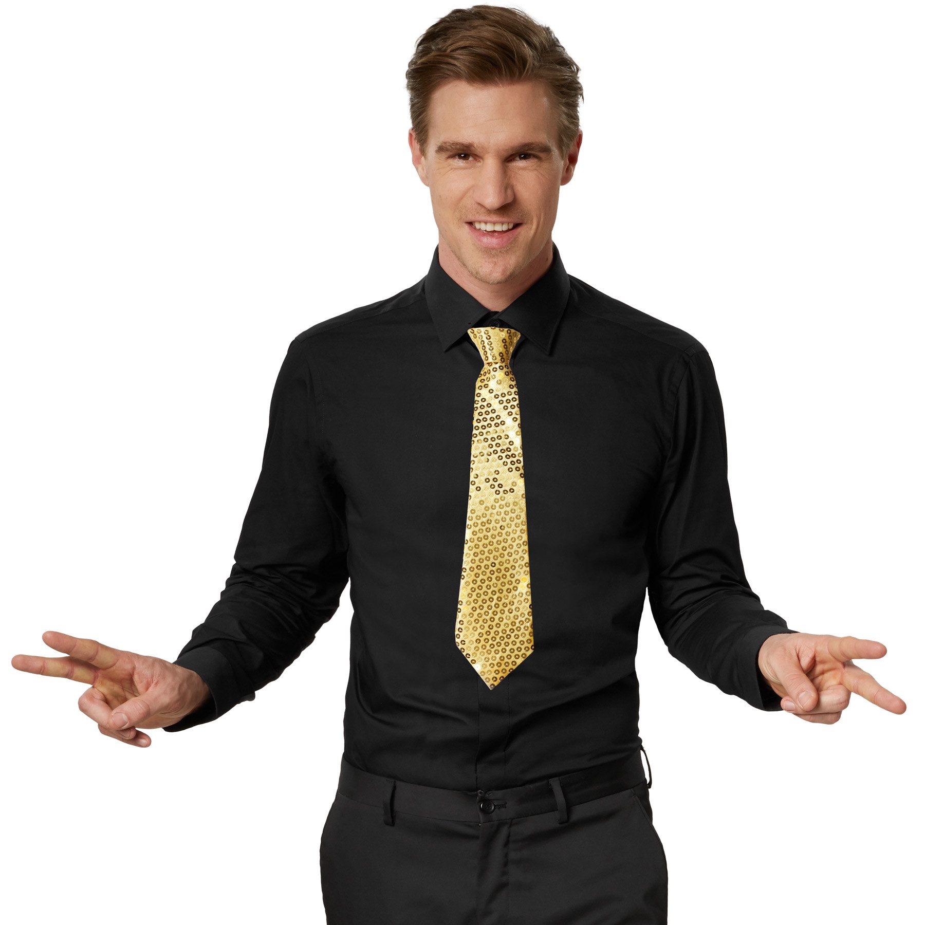 dressforfun Kostüm Pailletten-Krawatte, Schmale Unisex-Krawatte in Einheitsgröße