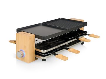 PRINCESS Raclette, 1300 W, Tischgrill Holz Design 2-8 Personen Parkdeck für benutzte Pfännchen