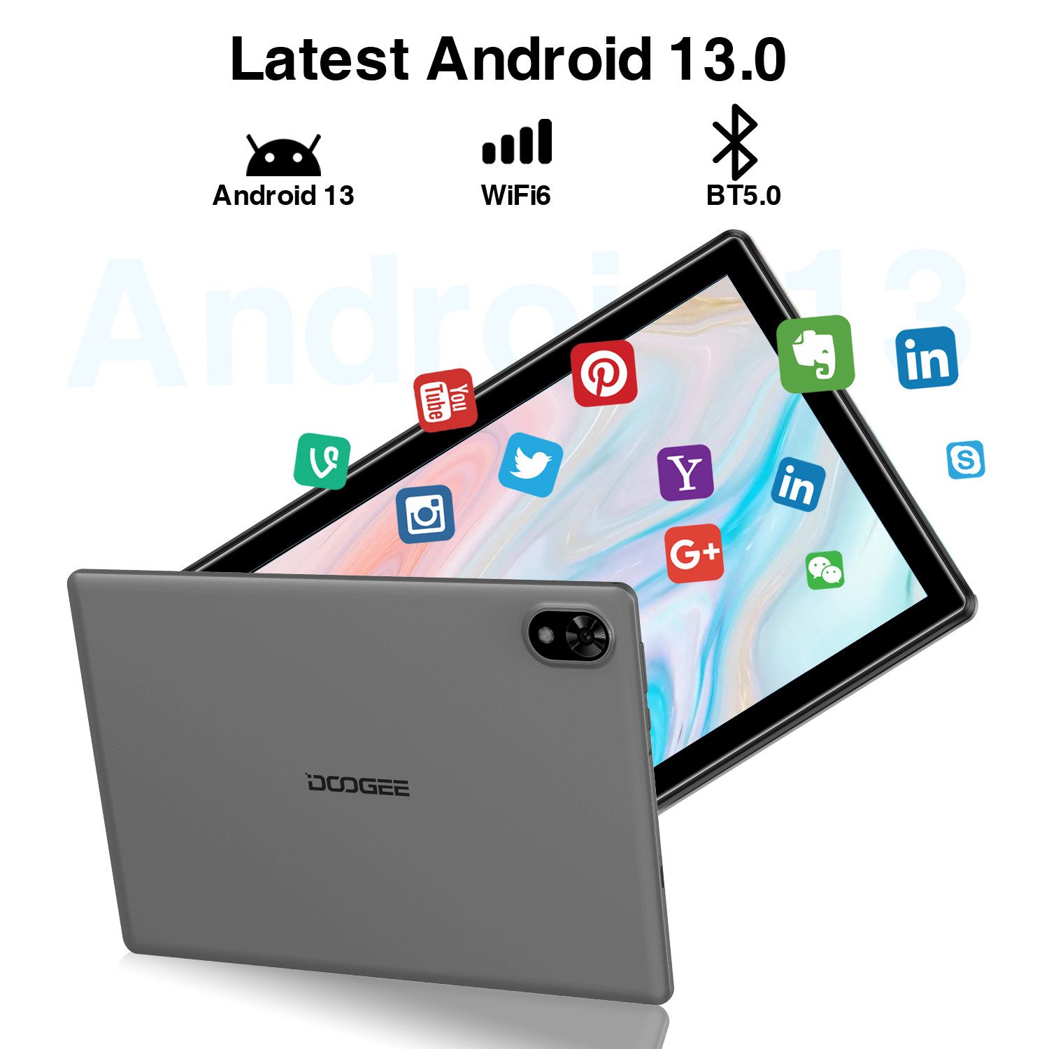 DOOGEE U9 Kinder Tablet, Android 14 64GB ROM (1TB TF) Tablet (10.1", 64 GB, Android 13, G-sensor, 9,9 mm Dicke,WiFi 6,BT 5.0,5060mAh Akku)