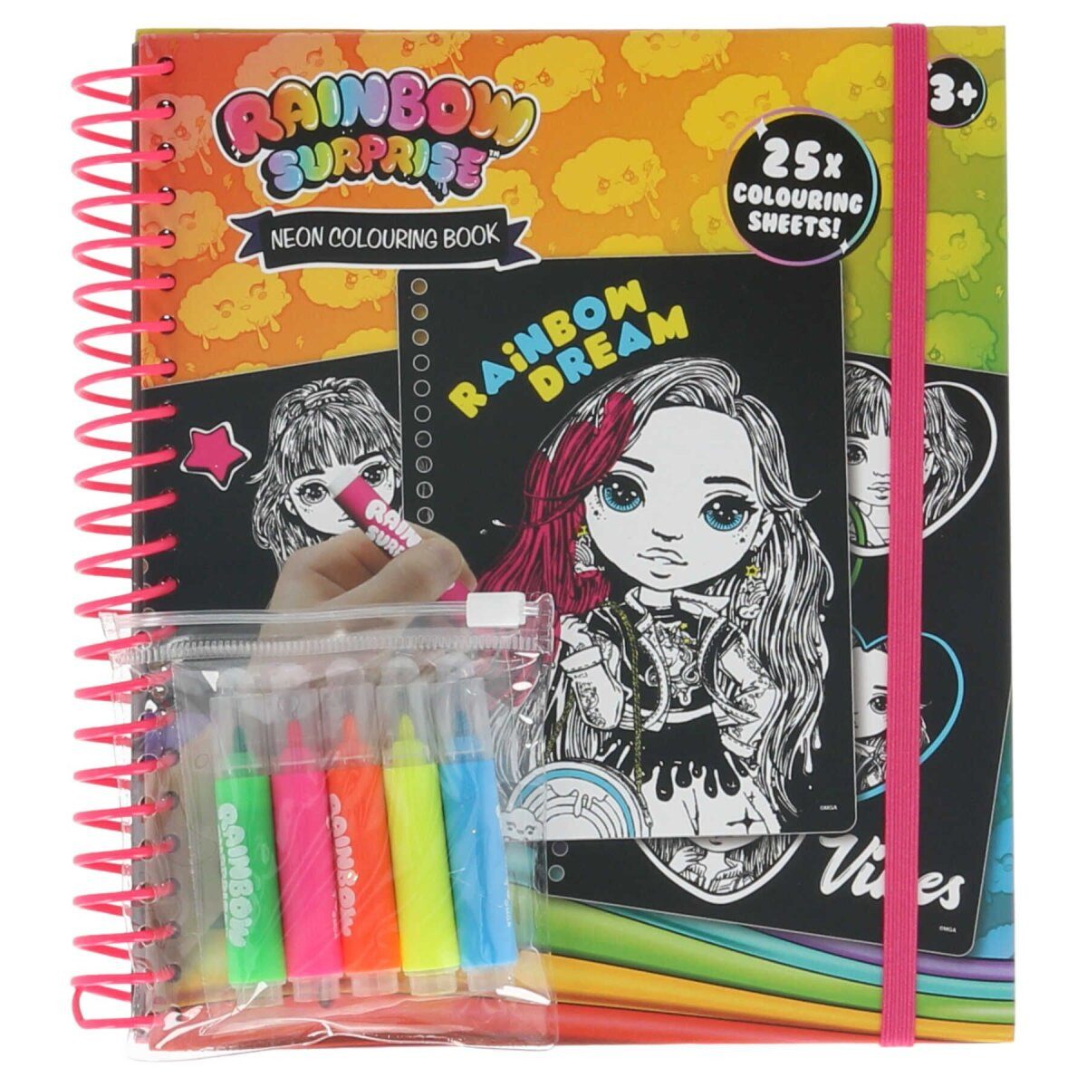 Rainbow High Kreativset Rainbow Surprise Neon-Malbuch Kreative Farbenspiele