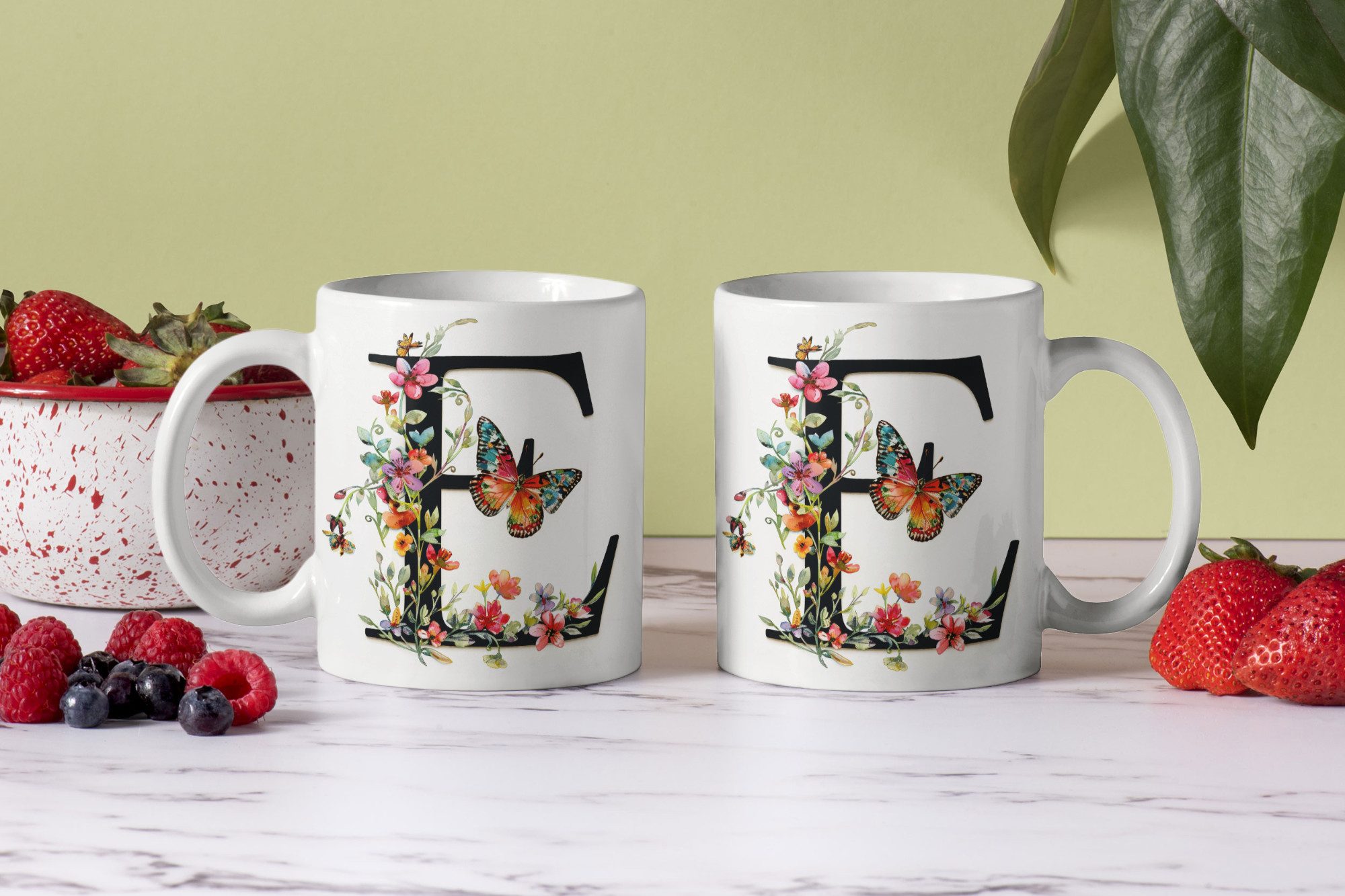 WS-Trend Tasse Name A bis Z Blumen Schmetterlinge Kaffeetasse Teetasse Geschenkidee, Keramik – Bild 2 von 2