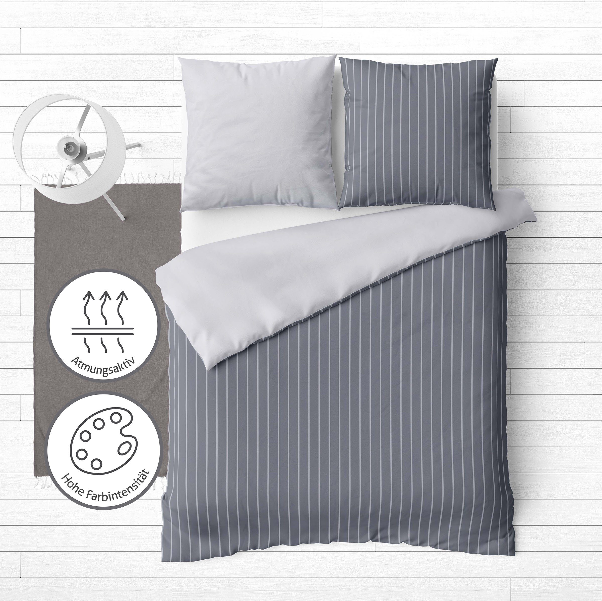 LINKHOFF Bettwäsche Baumwoll Bettwäsche 135x200 Grau günstig online kaufen