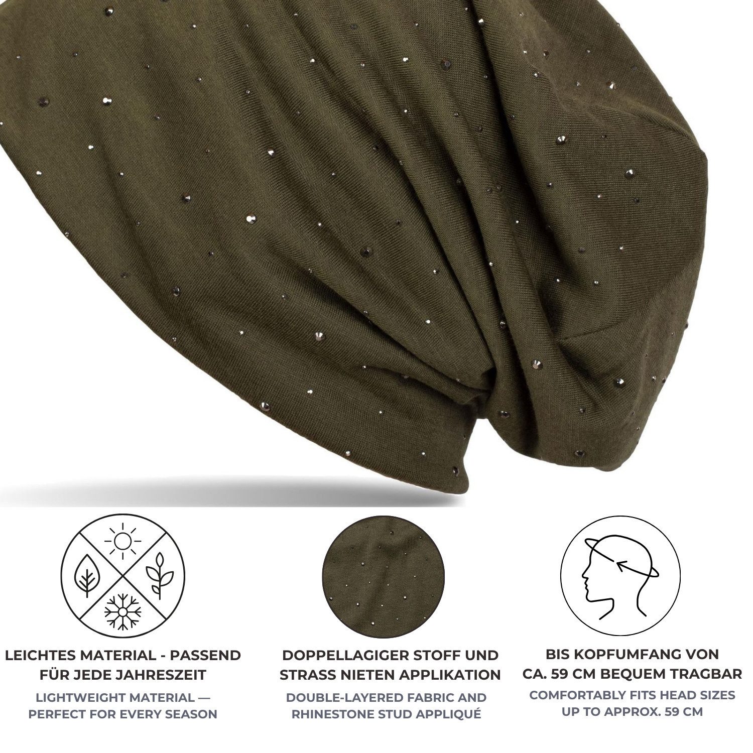 styleBREAKER Beanie Beanie mit Strass Nieten Applikation (1-St) – Bild 5 von 5