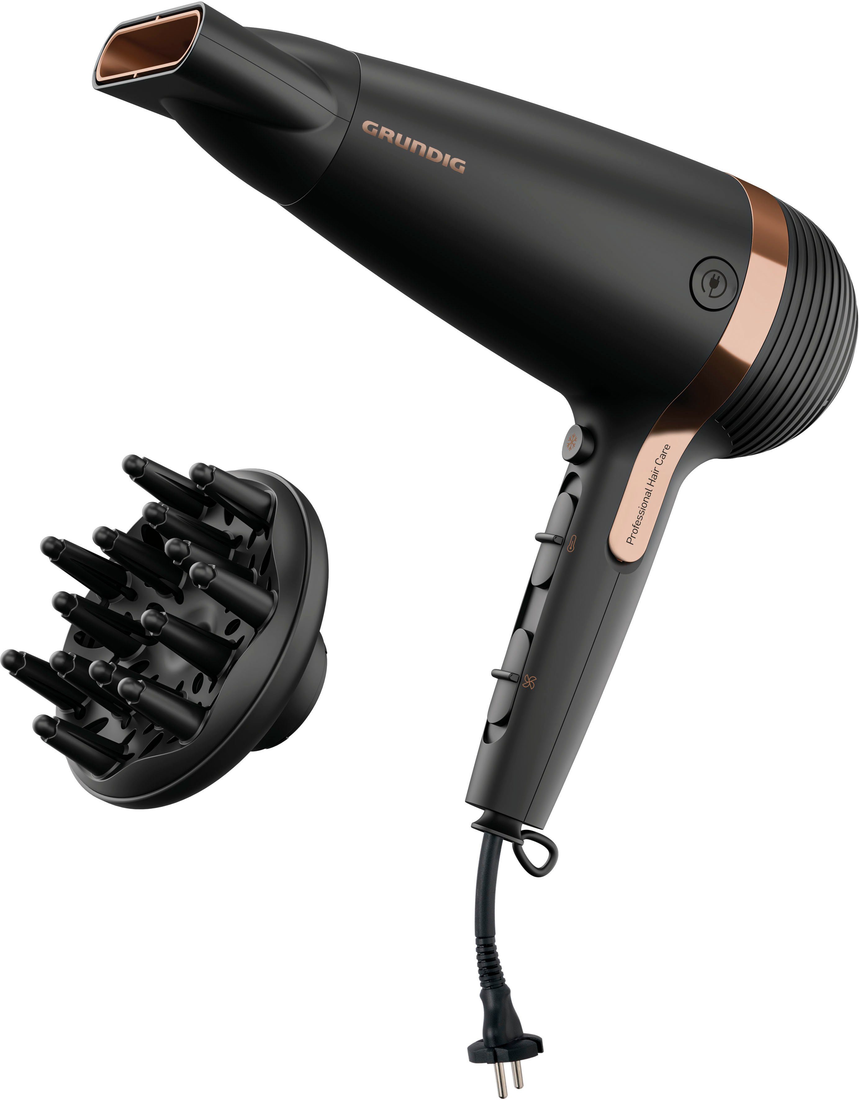 Grundig Ionic-Haartrockner HD 7081, 2100 W, 2100W Haartrockner NaturaShine mit Ionen & Keramikschutz