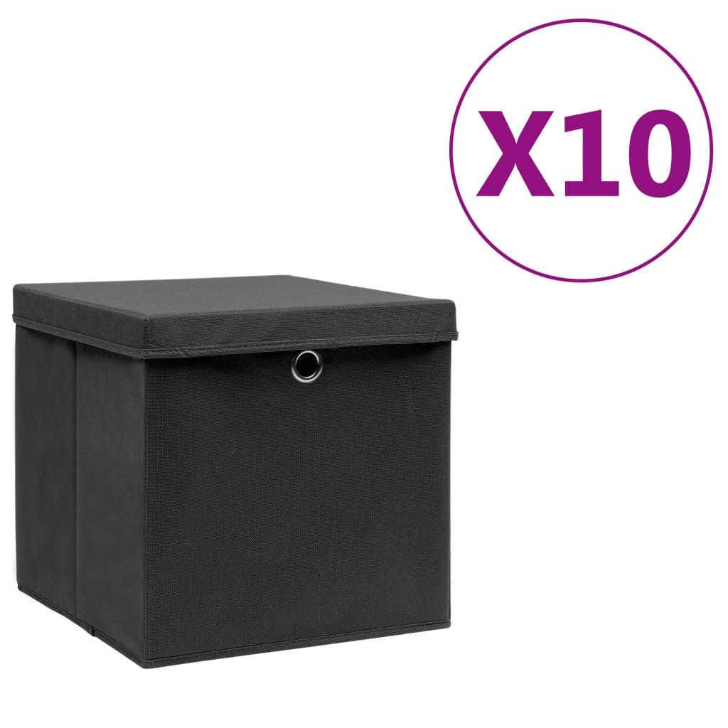 Aufbewahrungsbox NA Aufbewahrungsboxen mit Deckeln 10 Stk 28x28x28 cm Schwarz