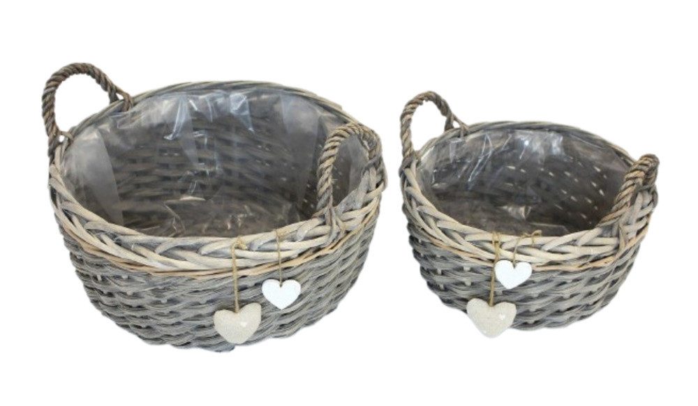 Pflanzkübel Herzen Blumenübertopf Pflanzer Korb 2er Set Weide Blumen Körbe