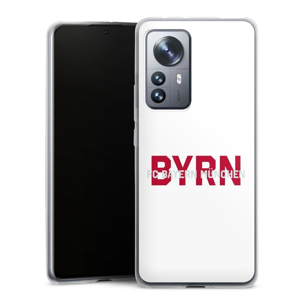 DeinDesign Handyhülle FC Bayern München FCB Offizielles Lizenzprodukt BYRN white, Xiaomi 12 Pro 5G Slim Case Silikon Hülle Ultra Dünn Schutzhülle