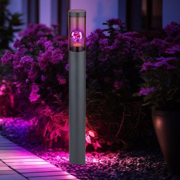 Globo LED Außen-Stehlampe, Leuchtmittel inklusive, Warmweiß, Farbwechsel, RGB LED Standleuchte Außenlampe Sockelleuchte rauch Fernbedienung