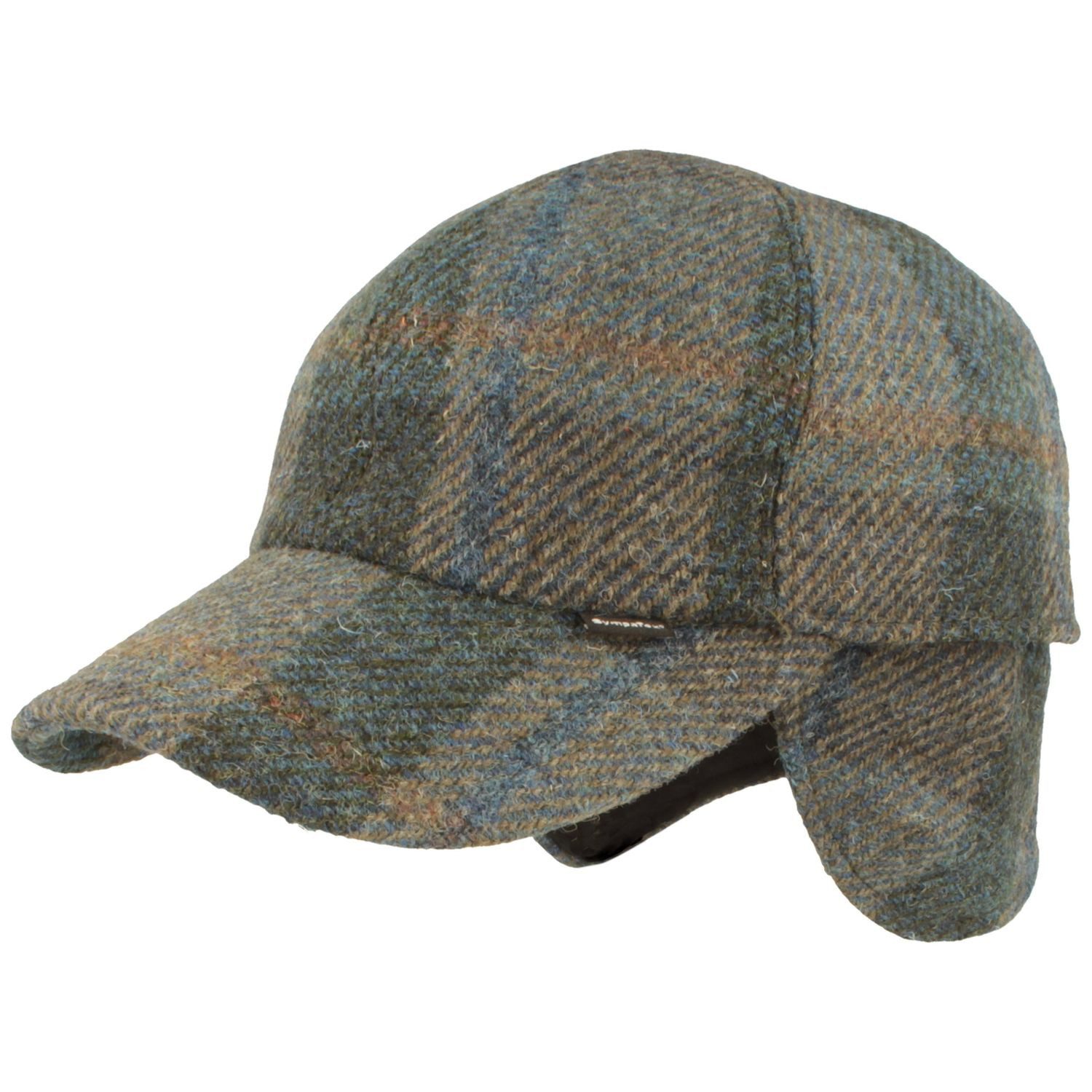 Breiter Schiebermütze Baseball-Cap mit Ohrenschutz aus Harris Tweed