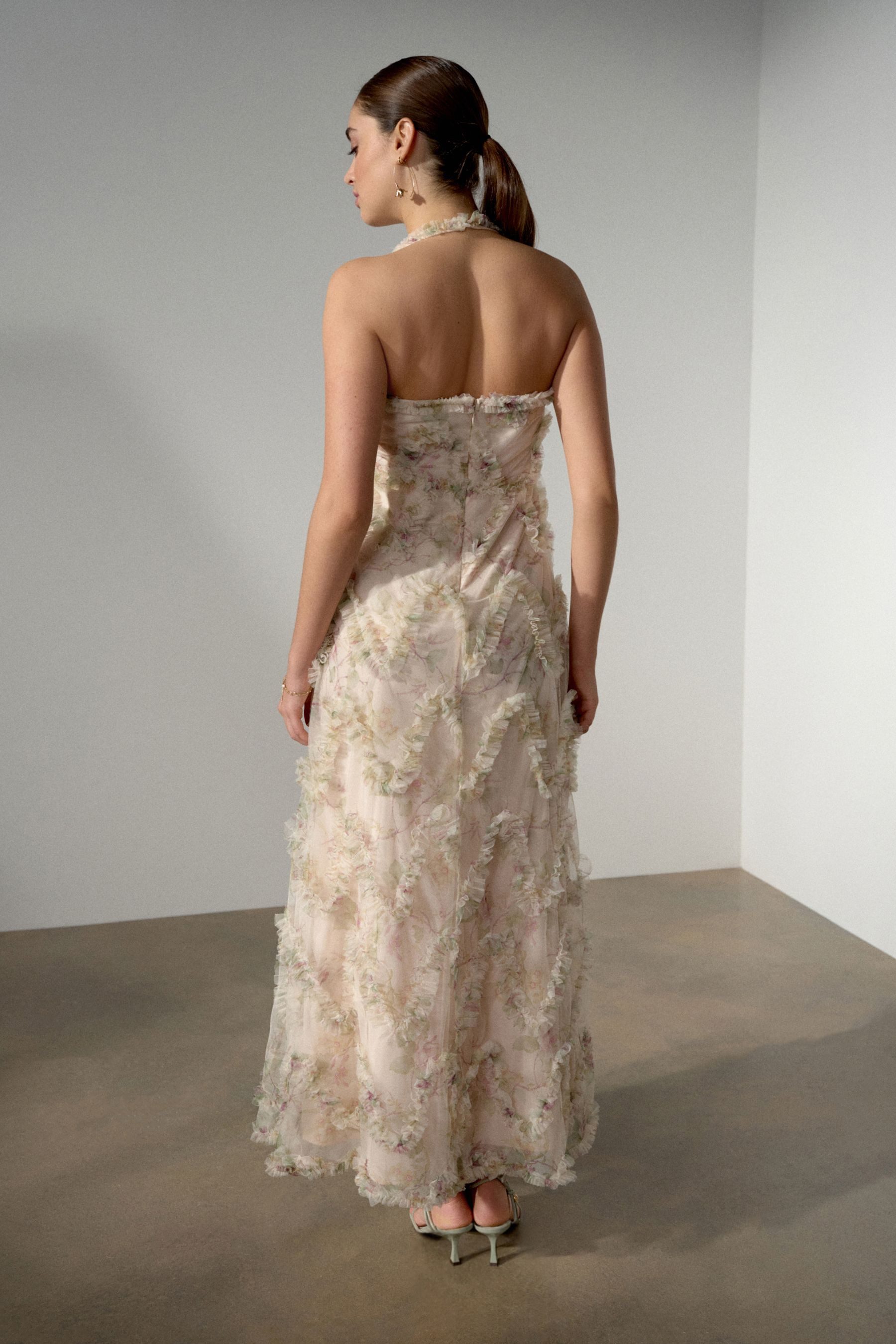 Next Maxikleid Festliches Neckholder-Maxikleid mit Rüschen (1-tlg) günstig online kaufen