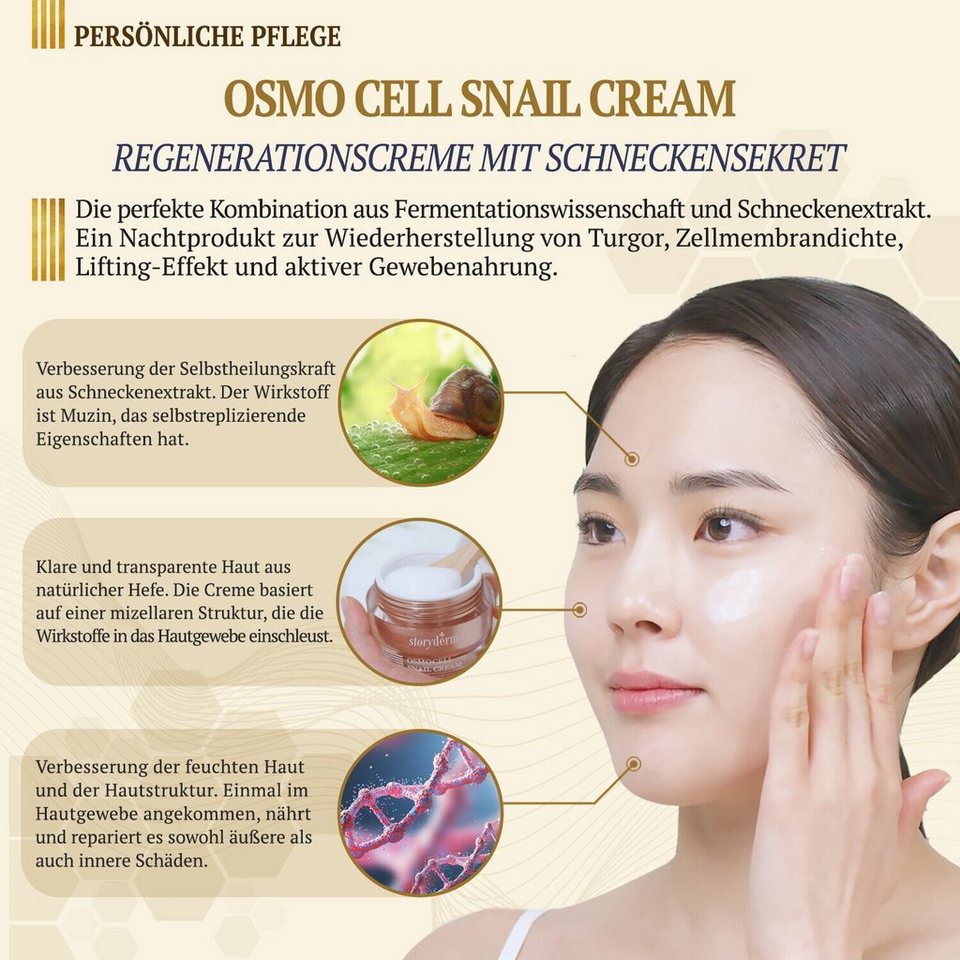 Storyderm Tagescreme Osmo Cell Snail Cream Storyderm Tagescreme für Sie &  Ihn mit Schneckensekret REGENERATIONSCREME MIT SCHNECKENSEKRET
