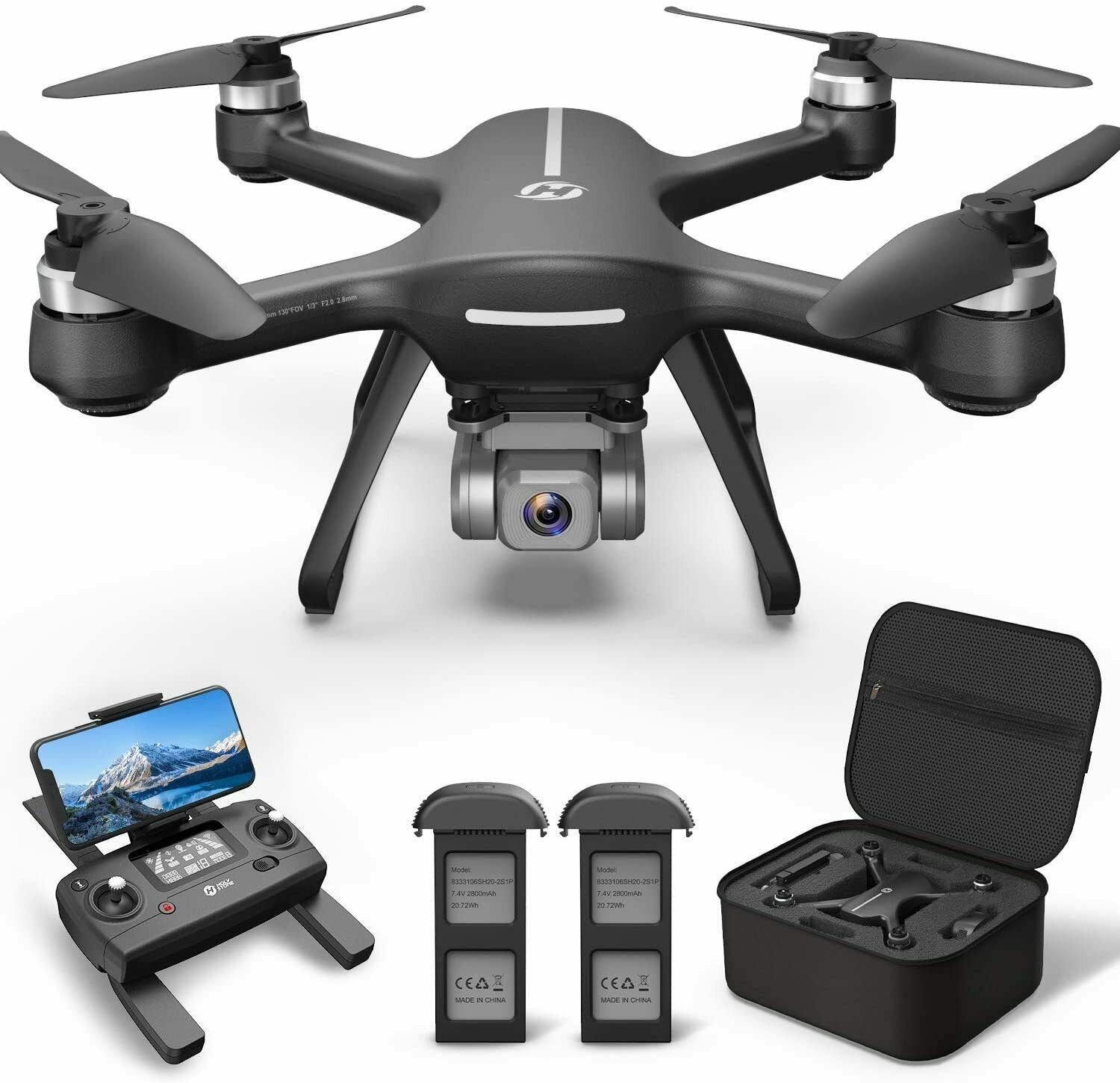 Fangqi HS700E GPS UHD Kamera RC Drohne mit EIS 4K Kamera HD 5G FPV Quadcopter  Drohne (Packung, Höhere Positioniergenauigkeit,Bürstenloser Motor,mit 2  Akku und Tasche, 90° Verstellbaren Kameraachse, 130° Weitwinkelobjektiv,mit  2 Akku)