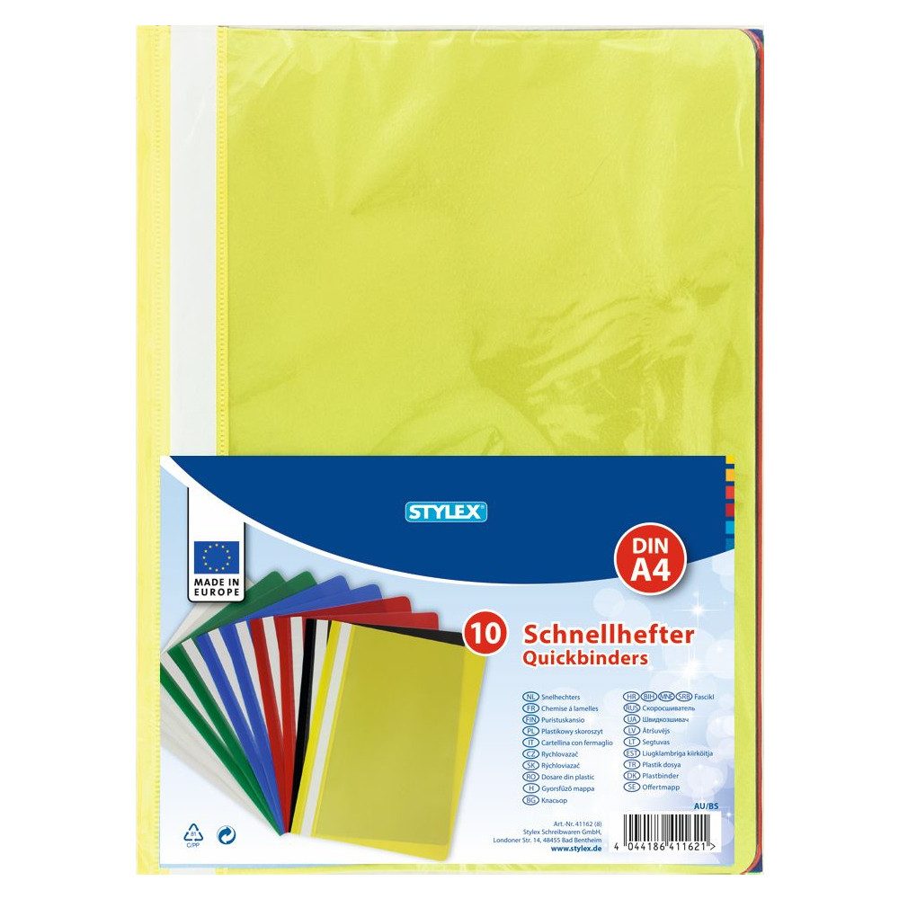 Stylex Schreibmappe Stylex - Schnellhefter A4 - 10 Stück - farblich sortiert