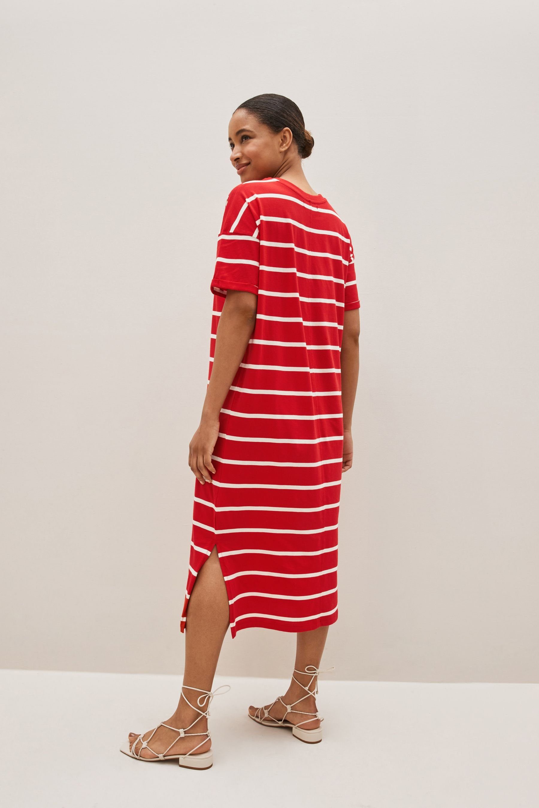 Red/White % Next (1-tlg) Shirtkleid 100 Baumwolle T-Shirt-Kleid aus Gestreiftes