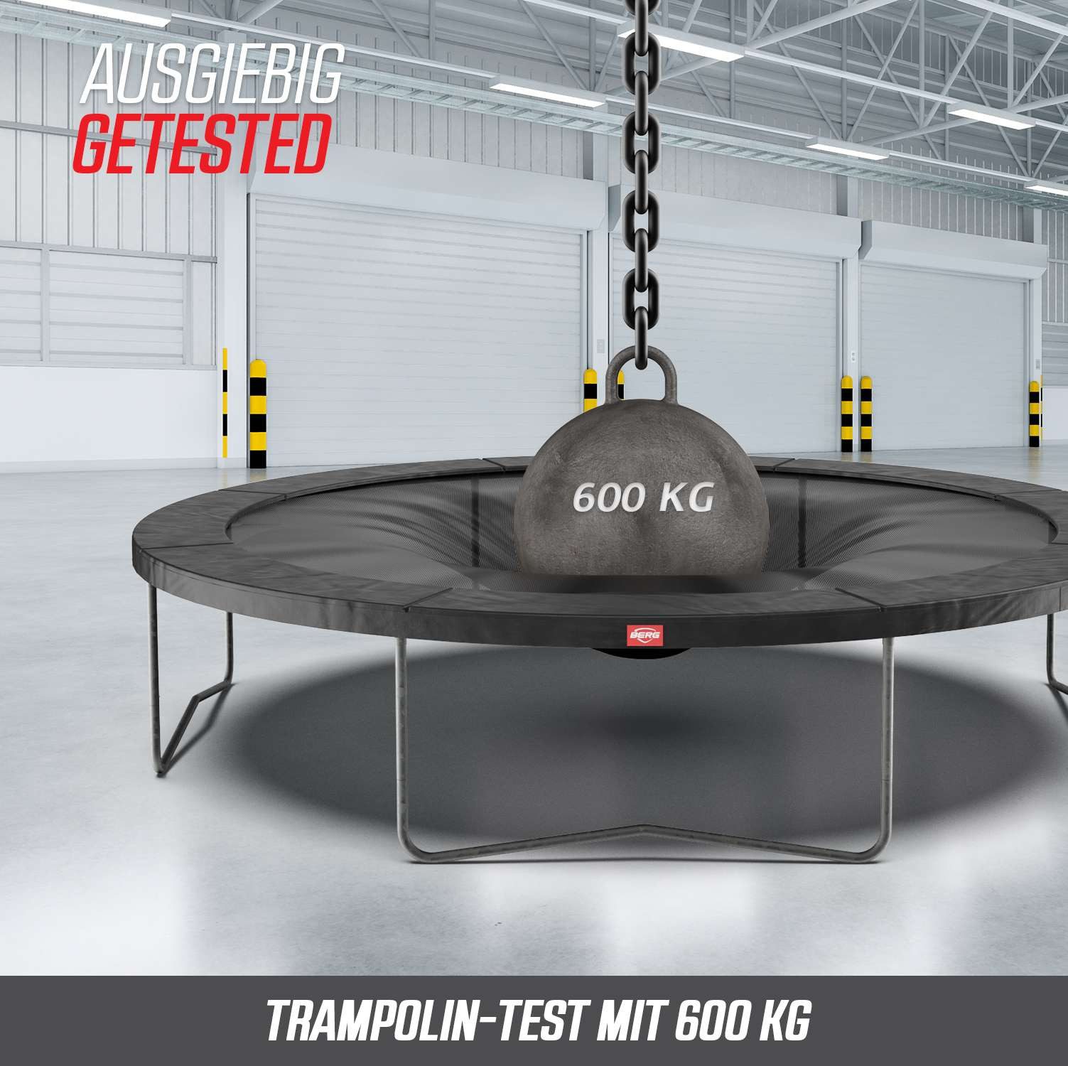 Berg Gartentrampolin rund 380 cm grau mit Sicherheitsnetz Comfort Favorit Regular