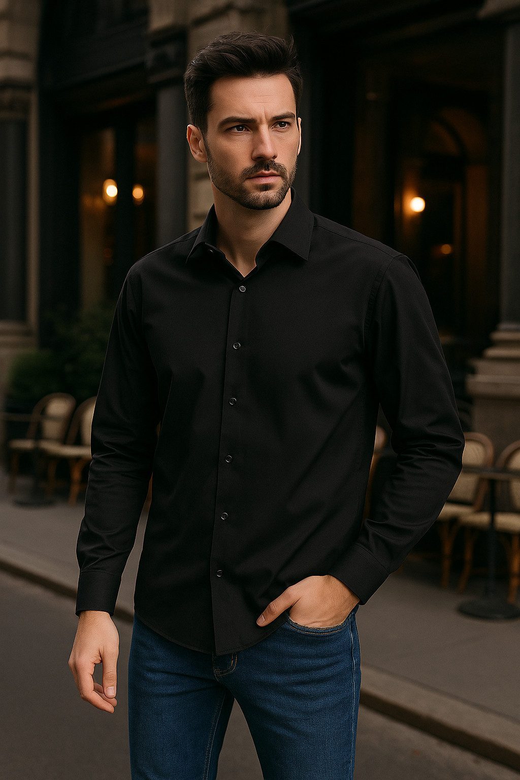 JEEL Langarmhemd Herren Hemd Langarm (1-tlg) Slim Fit