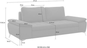 sit&more 2,5-Sitzer Latigo, mit hochwertigen Metallfüßen