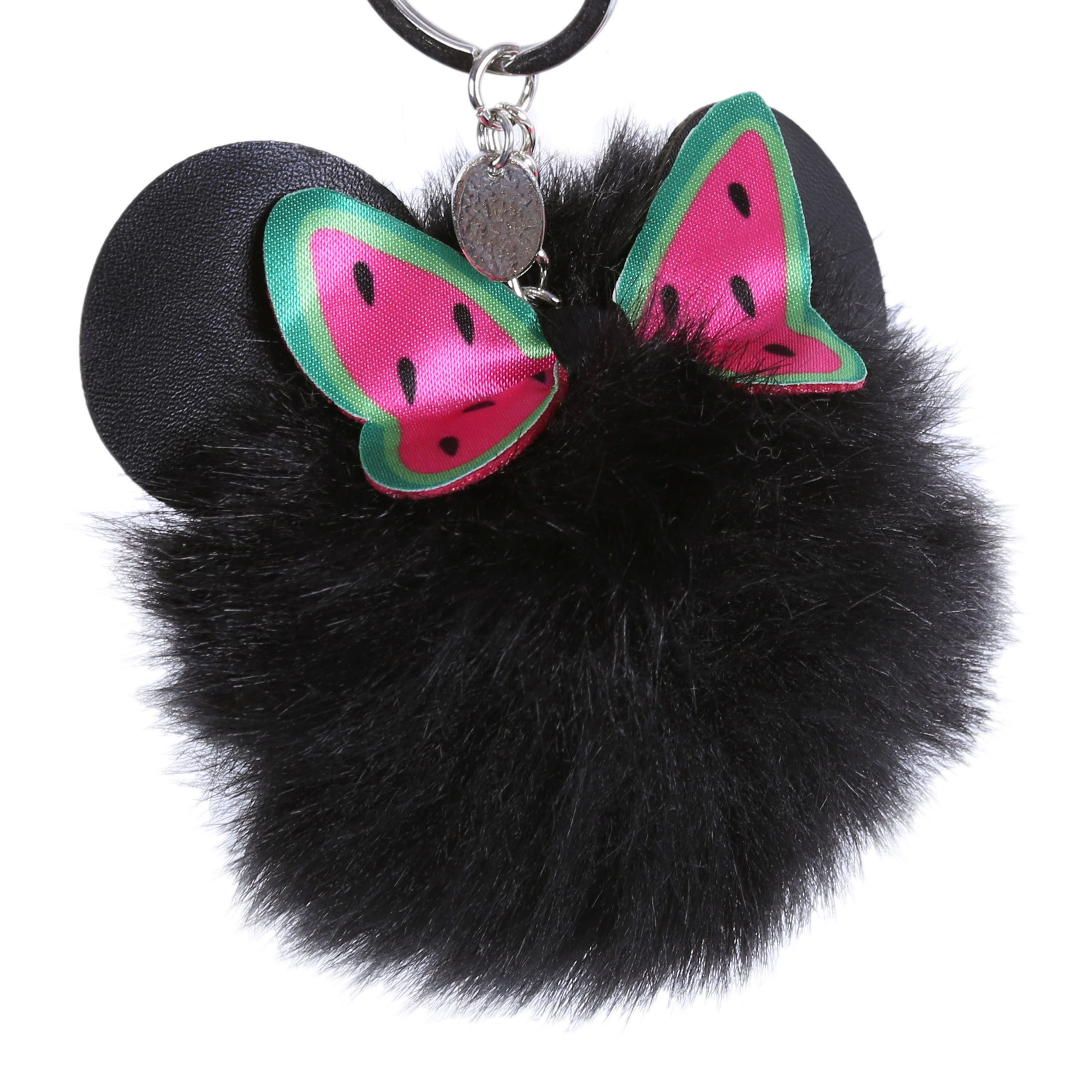 Disney Schlüsselanhänger Schwarzer flauschiger Schlüsselanhänger Minnie Mouse DISNEY