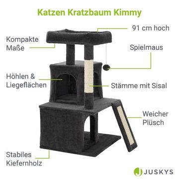 Juskys Kratzbaum Kimmy, 49x46x91 cm, Sisal-Stämme, Spielseil mit Kugel und Maus