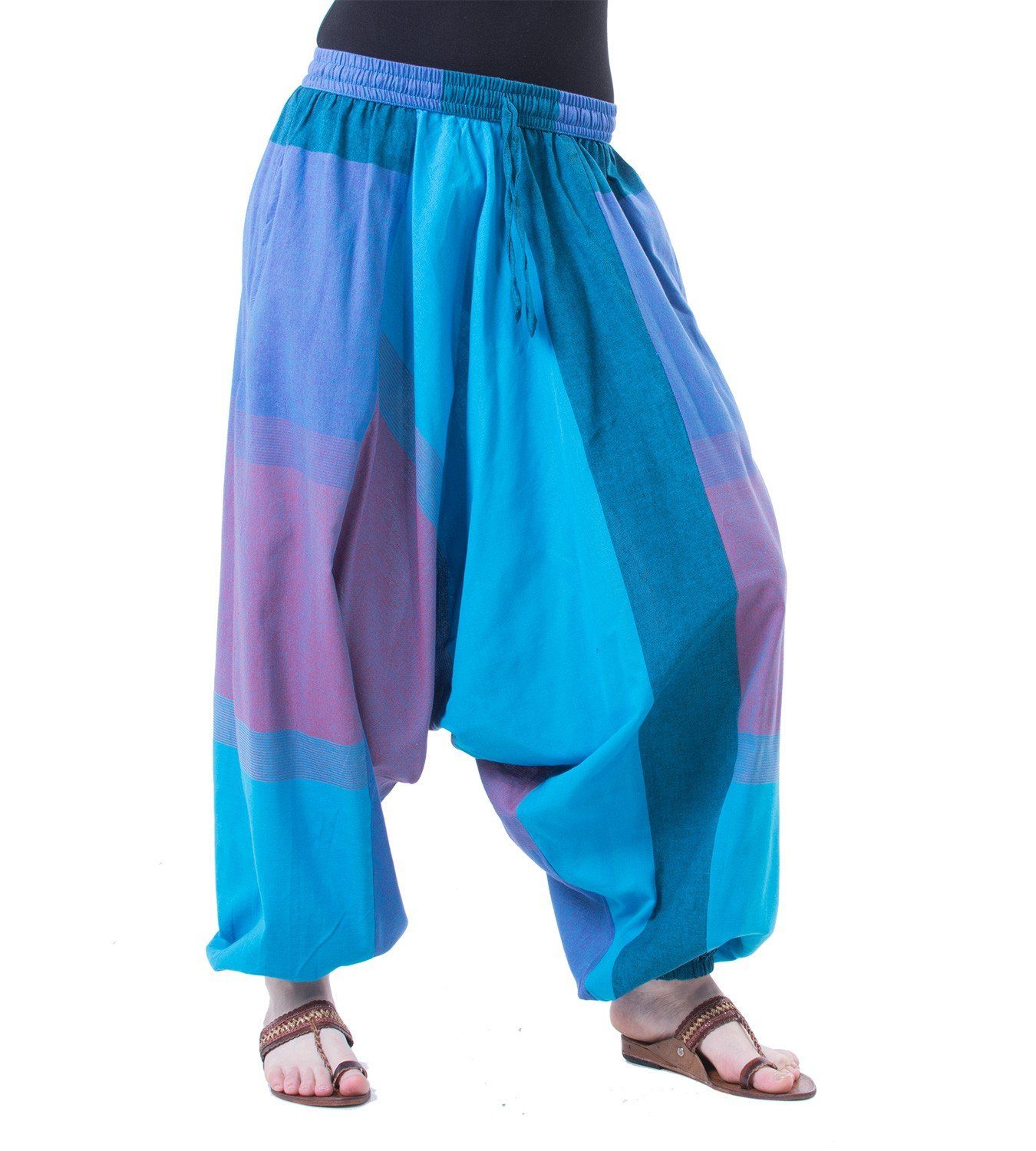 KUNST UND MAGIE Haremshose Kunst und Magie Bunte Aladin Haremshose mit 2 Taschen Blau