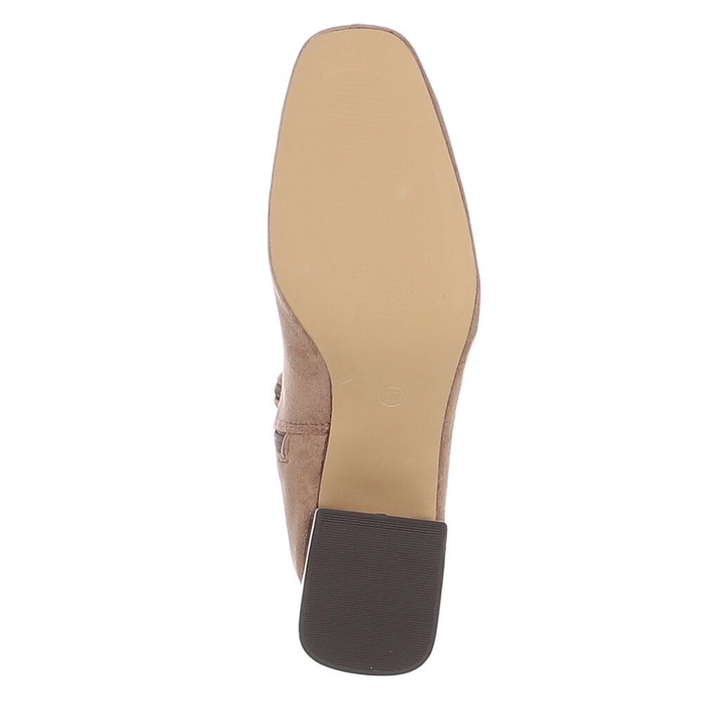 Ital-Design Elegante Damen-Stiefeletten mit Blockabsatz und Schaft Stiefel (90514947) Blockabsatz Stiefel in Hellbraun – Bild 3 von 5