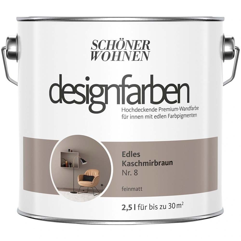 SCHÖNER WOHNEN FARBE Wandfarbe Schöner Wohnen Designfarben 2,5 Ltr. Edles Kaschmirbraun Nr. 8