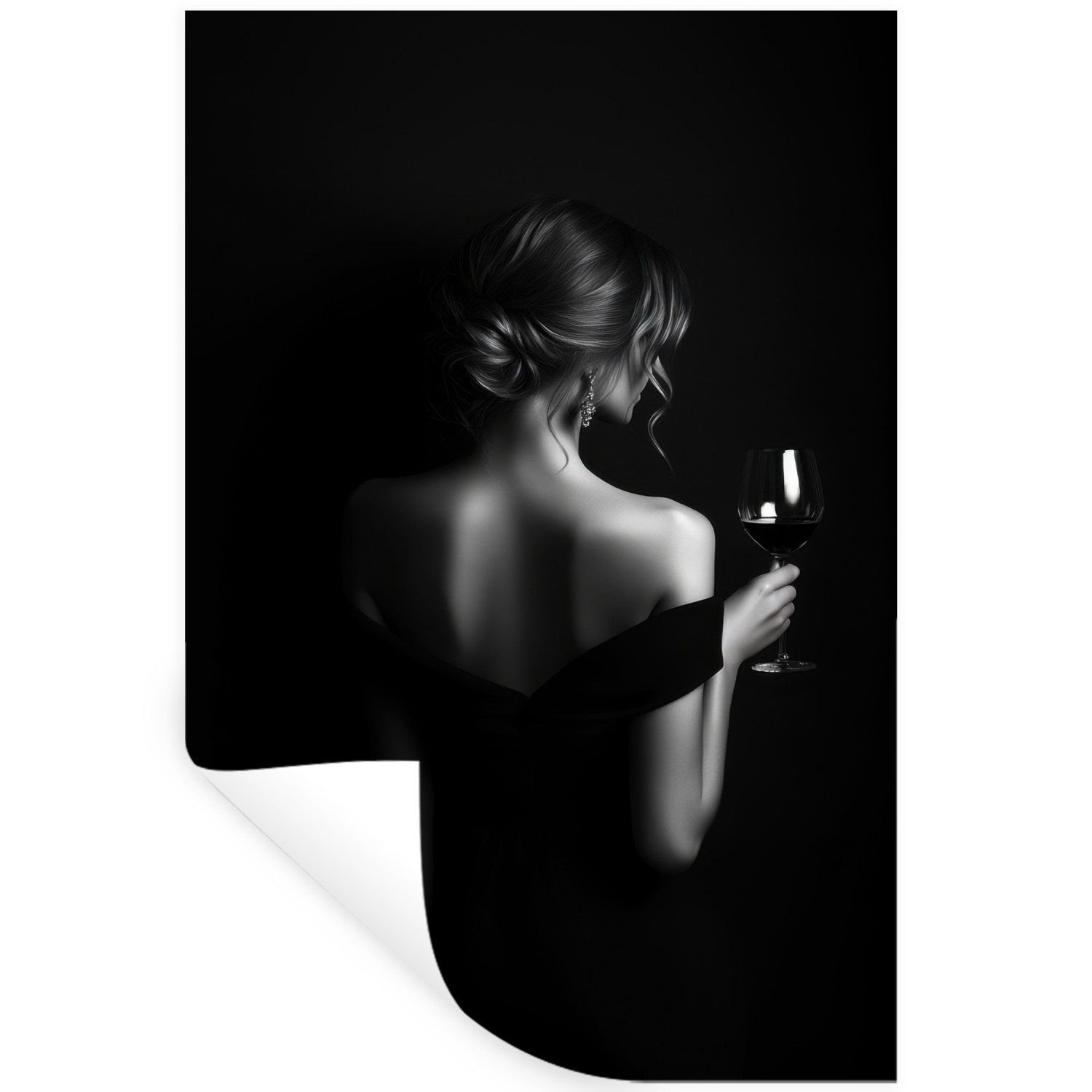 MuchoWow Wandsticker Frau - Wein - Kleid (1 St), Wanddeko, Aufkleber, Wandtattoo, 80x120 cm