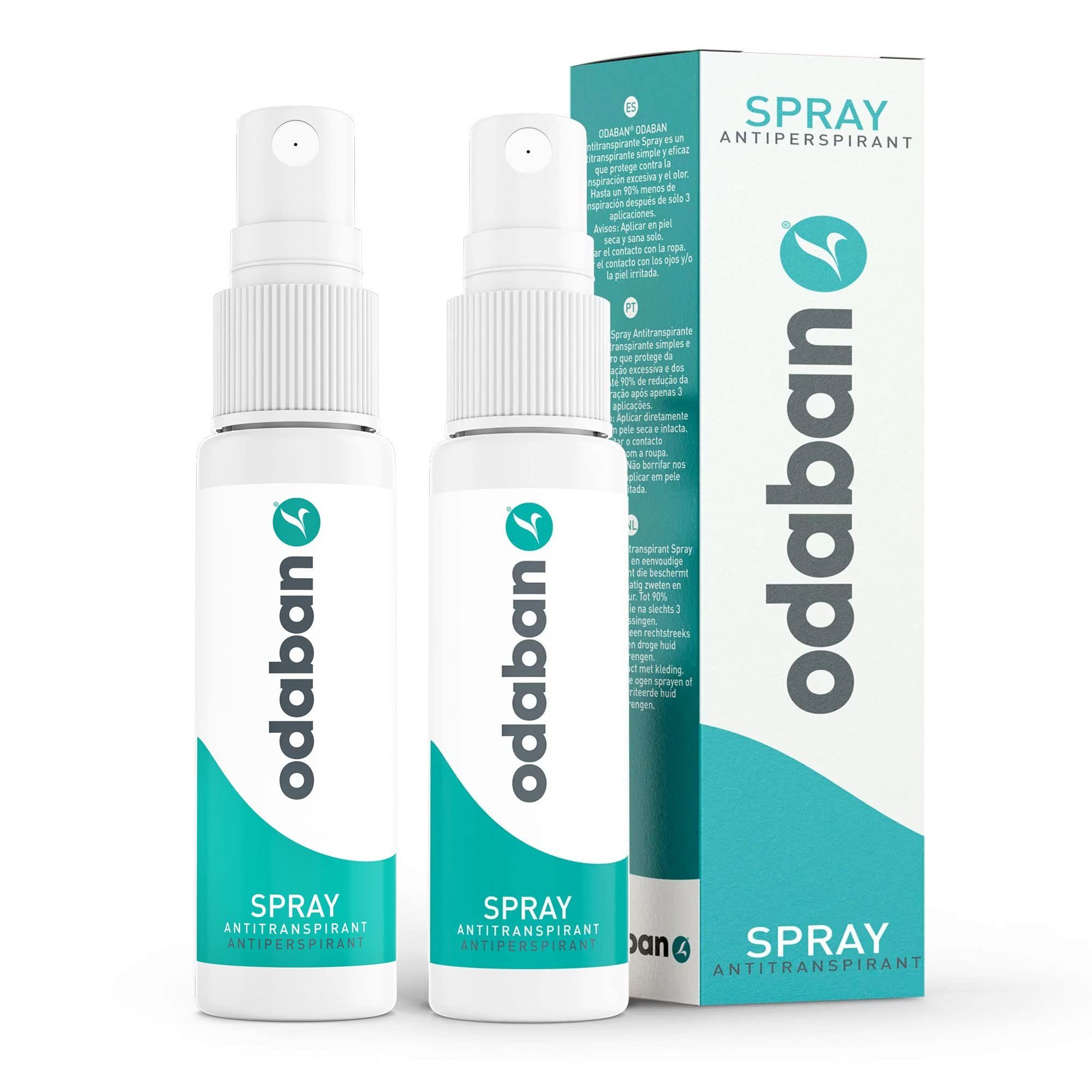 Odaban Deo-Pumpspray ODABAN Antitranspirant Deo Spray gg. starkes Schwitzen +Langzeitschutz, 2-tlg., Langzeitschutz gegen Schwitzen - Parfümfrei - keine Deoflecken
