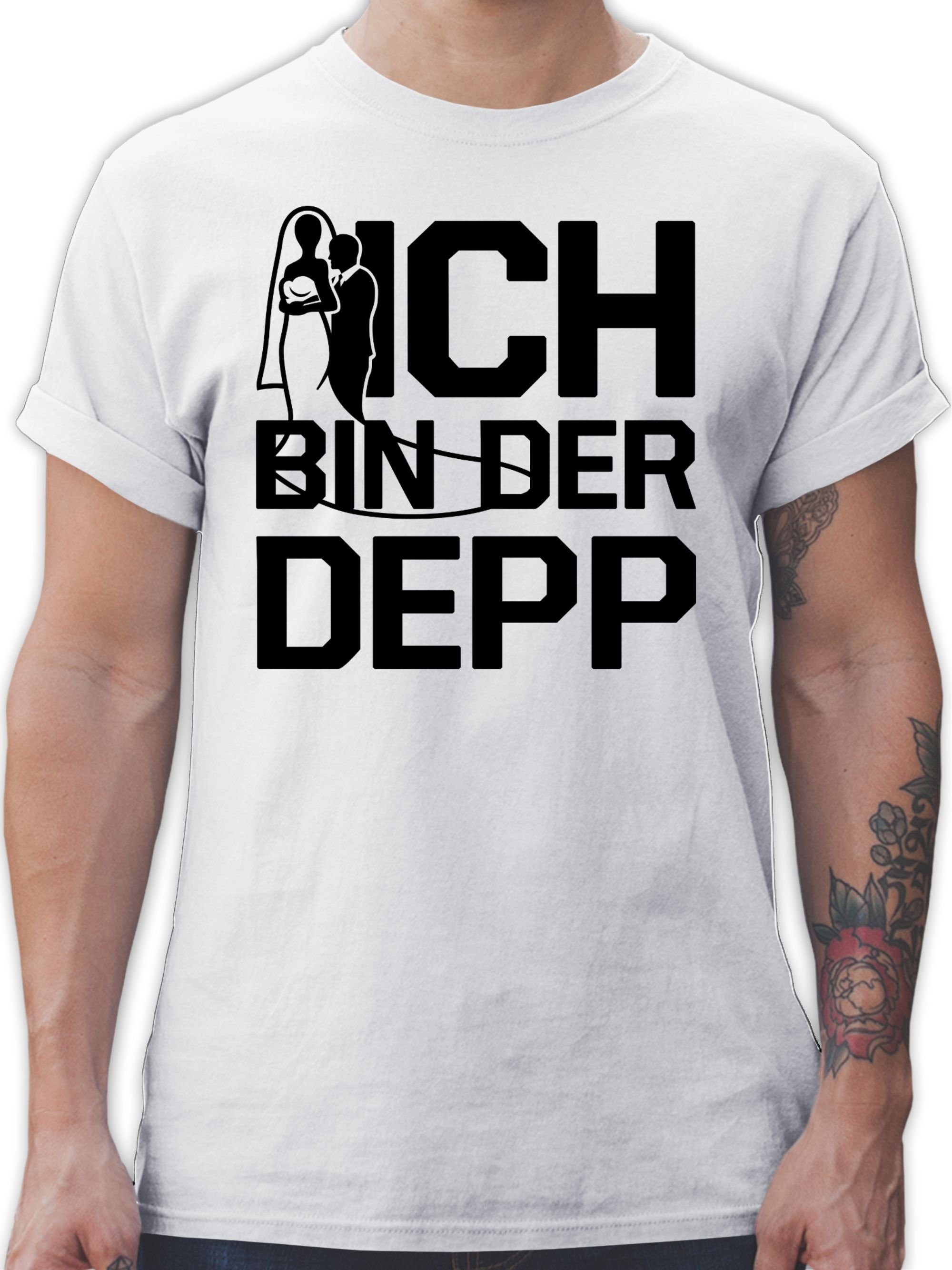 1 der T-Shirt Depp Weiß JGA Ich Shirtracer bin Männer