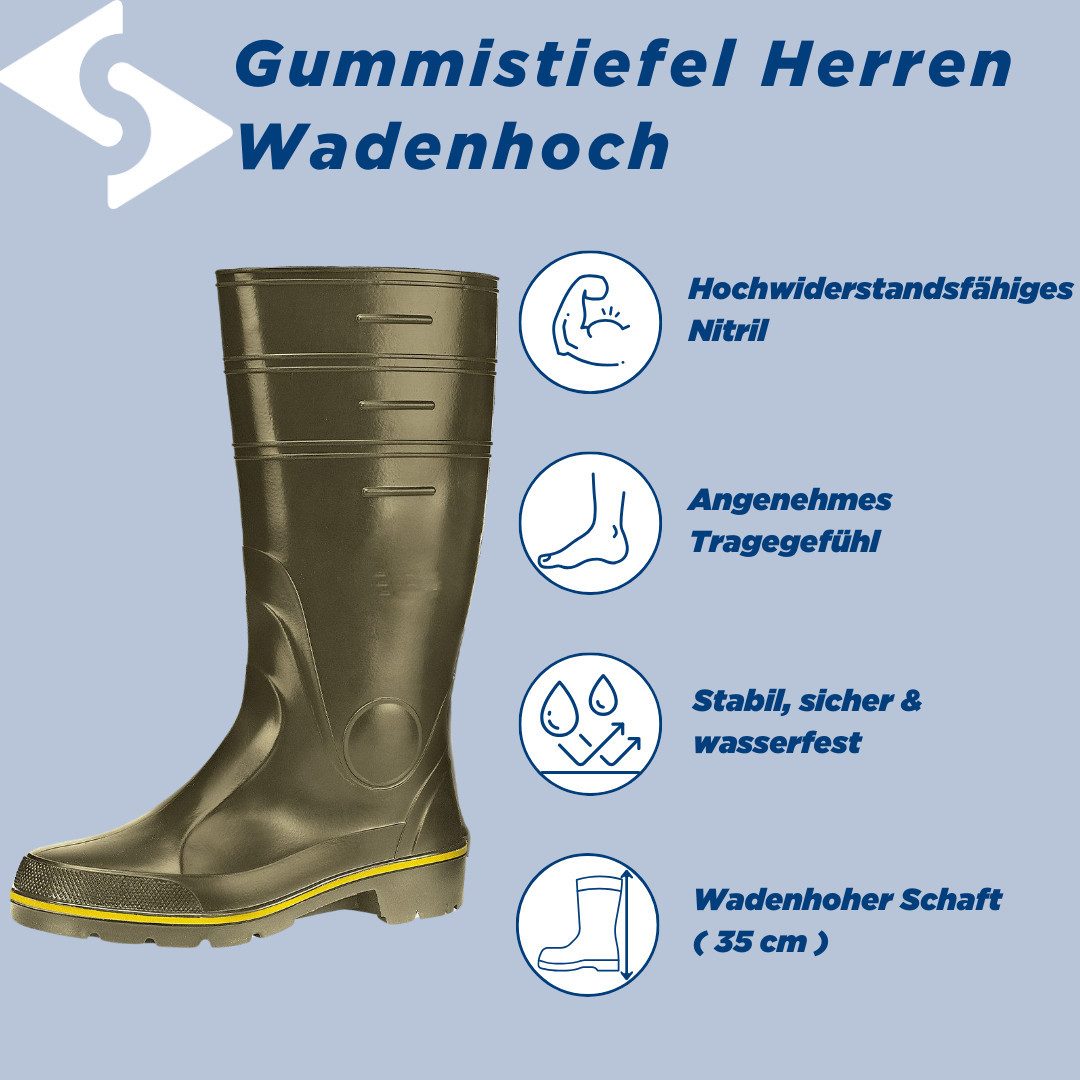 SCHEIBLER WORKWEAR Nitril Regenstiefel Hoch Gummistiefel Wasserdicht, winddicht