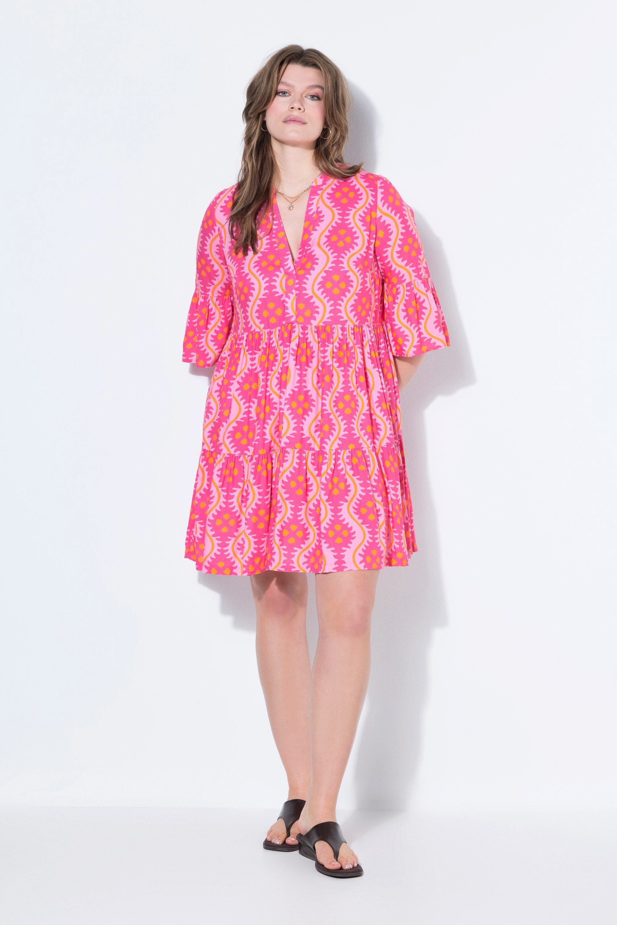 Minikleid Kleid kurze A-Line Print Volants