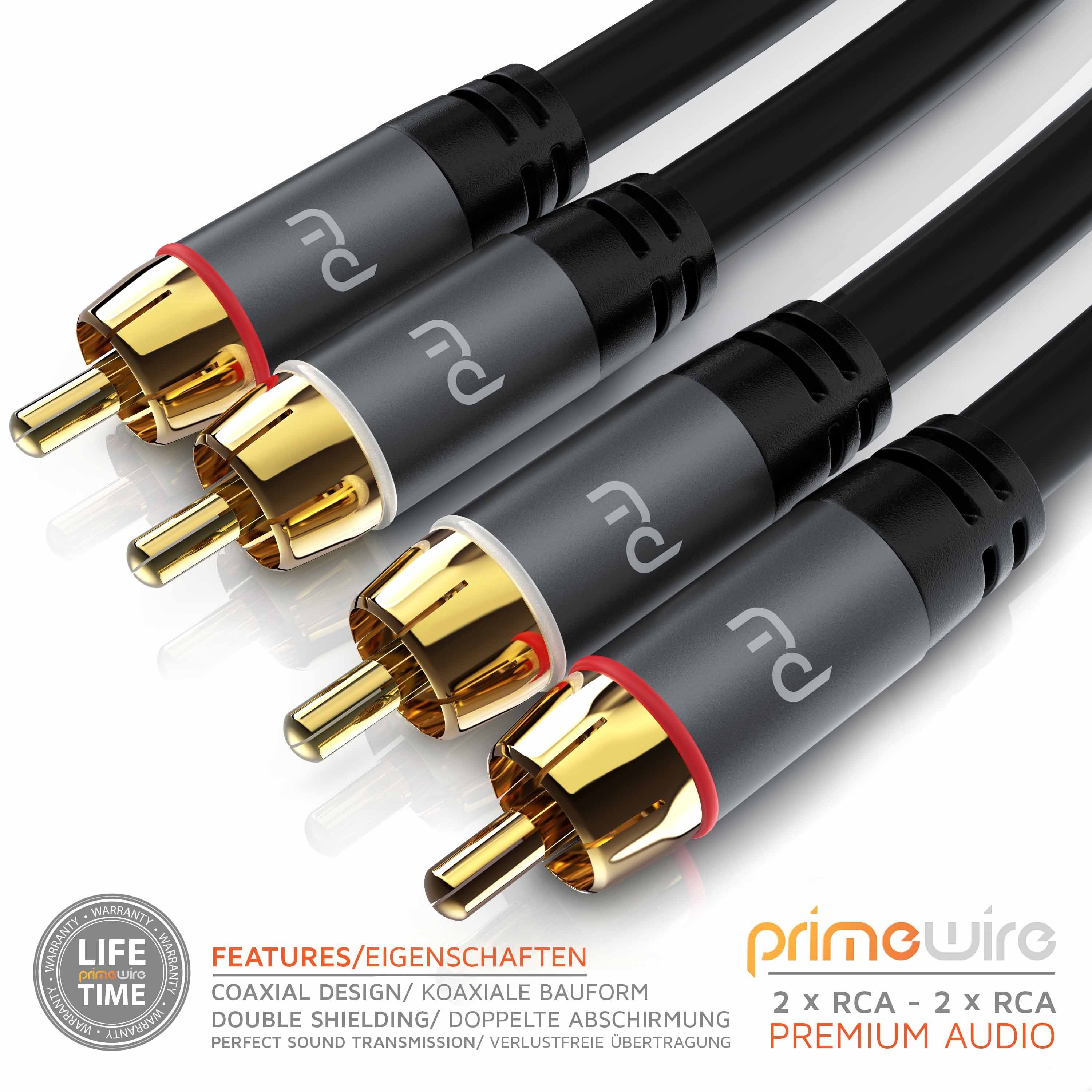 Primewire Subwoofer-Cinch Audio-Kabel mehrfach geschirmt - 0,5m Audio-Kabel, Cinch, RCA (50 cm), für Subwoofer, Verstärker, AV-Receiver, satter und präziser Bas – Bild 2 von 5