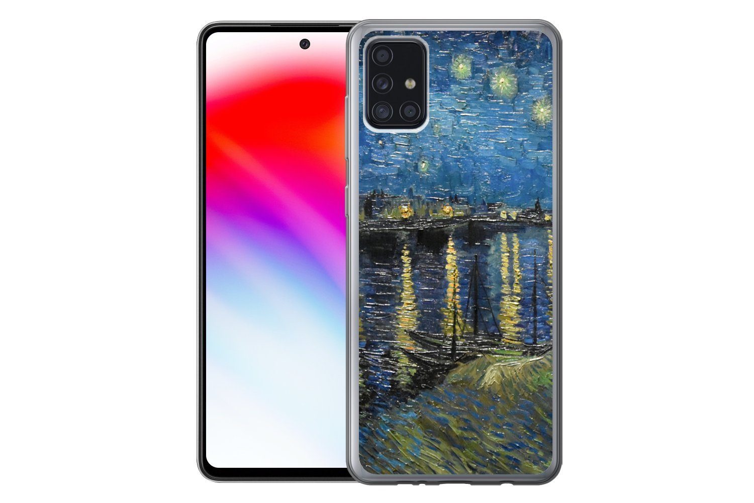 MuchoWow Handyhülle für Samsung Galaxy A52 5G Sternennacht über der Rhone - Van Gogh - Kun, Smartphone-Bumper, Print, Handy Schutzhülle Dünn