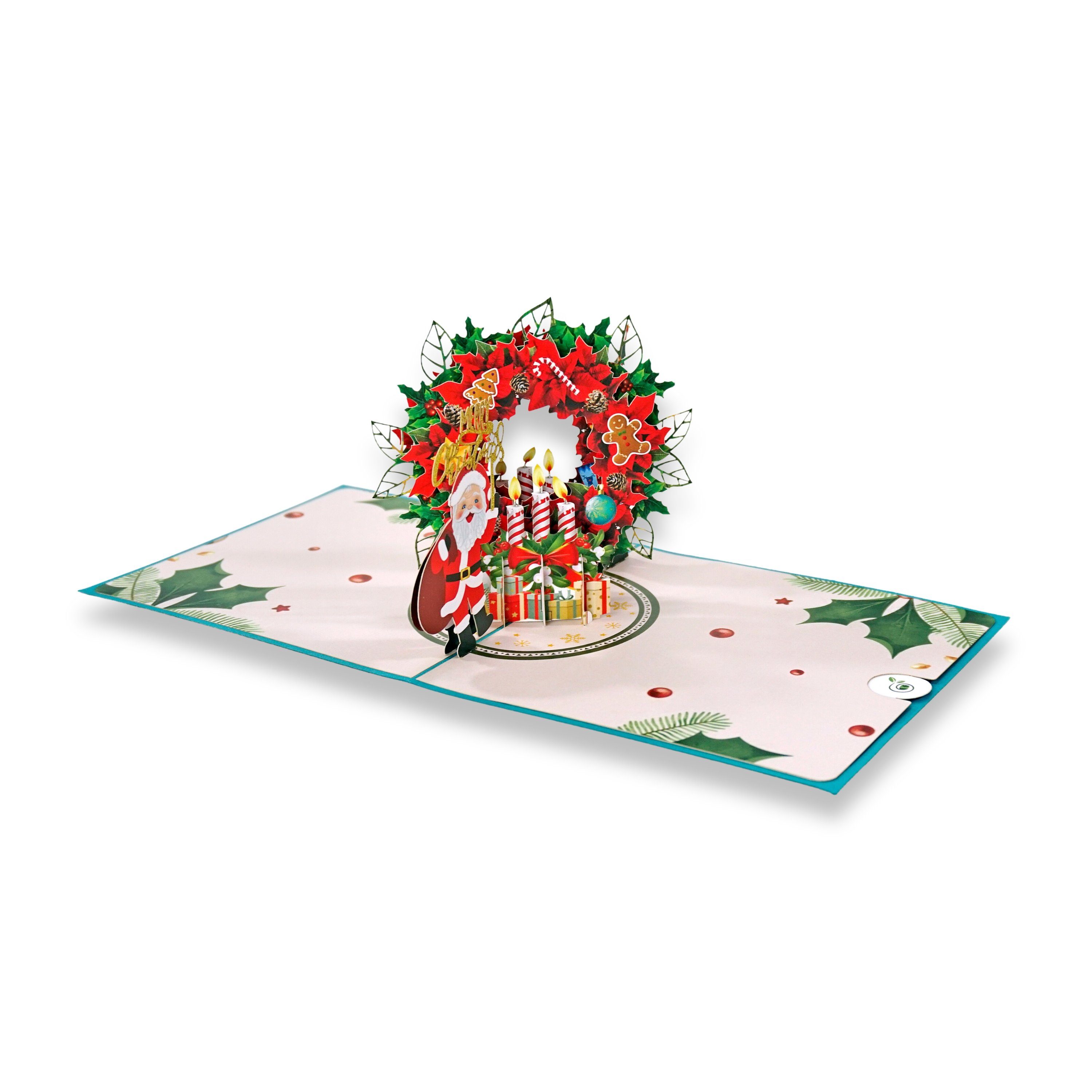 Weihnachtskarte 3D Pop-Up-Karte „Weihnachten“ mit Umschlag und Wachssiegel - Grußkarte