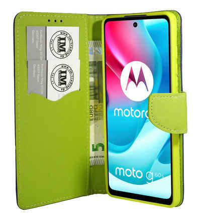 cofi1453 Handyhülle Hülle "Fancy" für Motorola Moto G60S Blau-Grün 6,8 Zoll, Kunstleder Schutzhülle Handy Wallet Case Cover mit Kartenfächern, Standfunktion