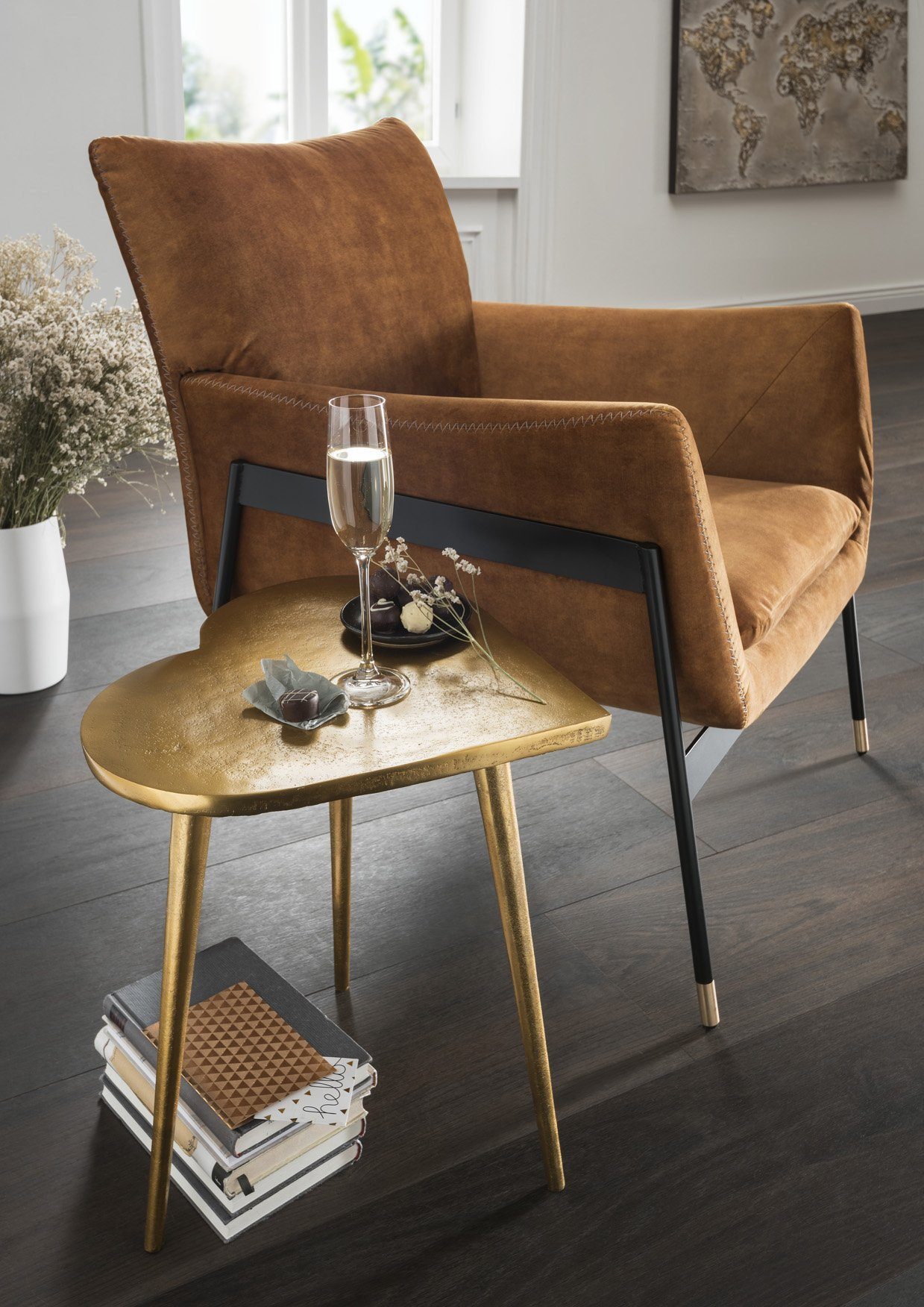 More2Home Beistelltisch HEARTBREAKER, Herzform, Metall vintage-gold – Bild 2 von 3