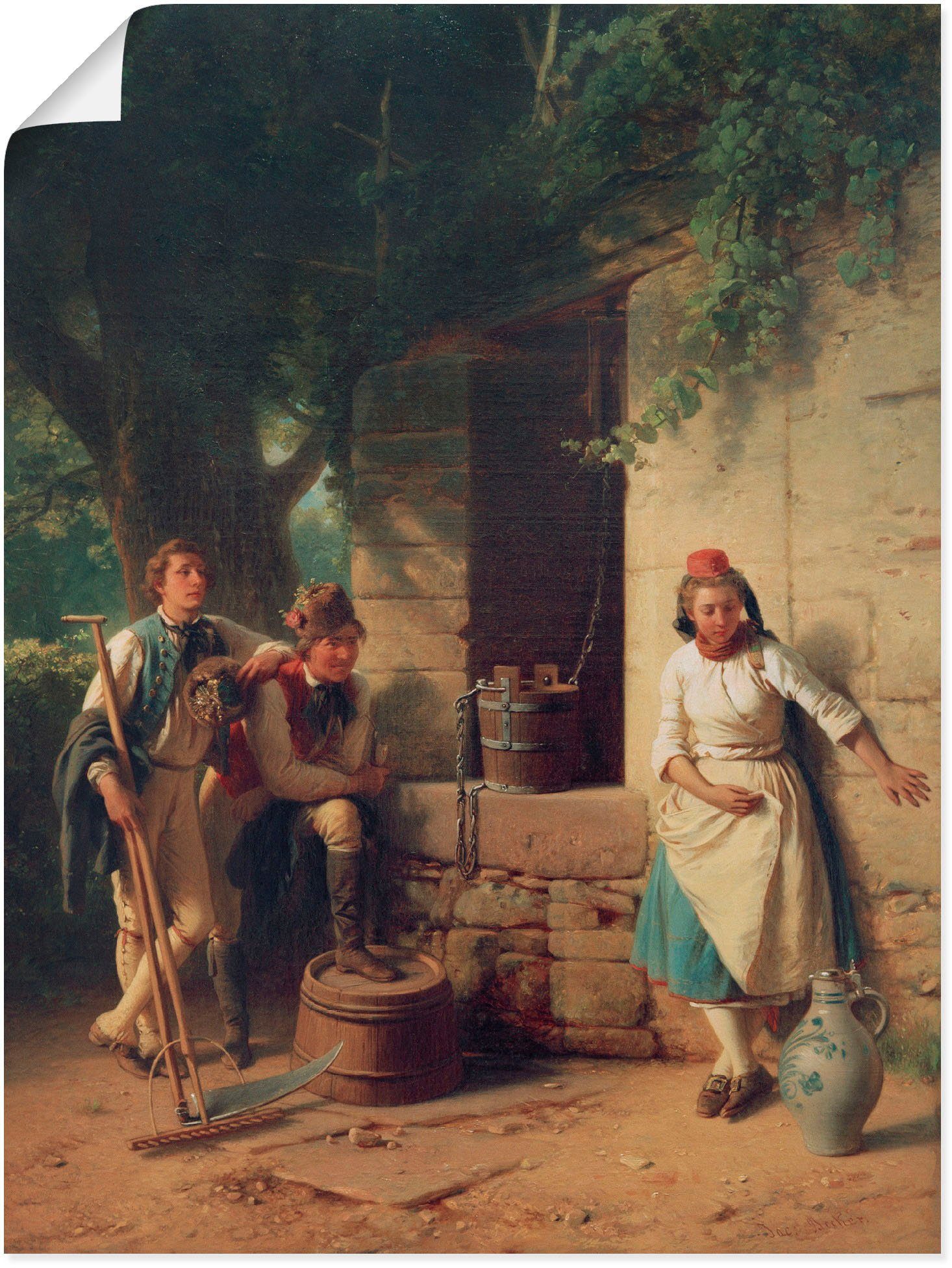 Artland Wandbild Mädchen am Brunnen, Bilder von Liebespaaren (1 St), als Alubild, Leinwandbild, Wandaufkleber oder Poster in versch. Größen