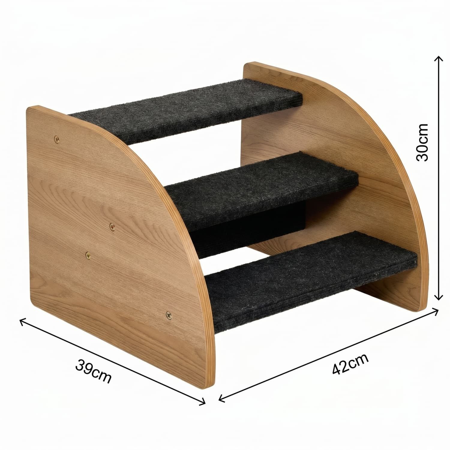 ANYSUN Haustiertreppe mit 3 breite Stufen,Geringe Neigung,Rutschfeste Unterseite für Bett (1-St., 1 Rampe,3 breite Stufen), Sofa,ältere und kurzbeinige Tiere,42×39×30cm,belastbar bis 15 kg,Grau