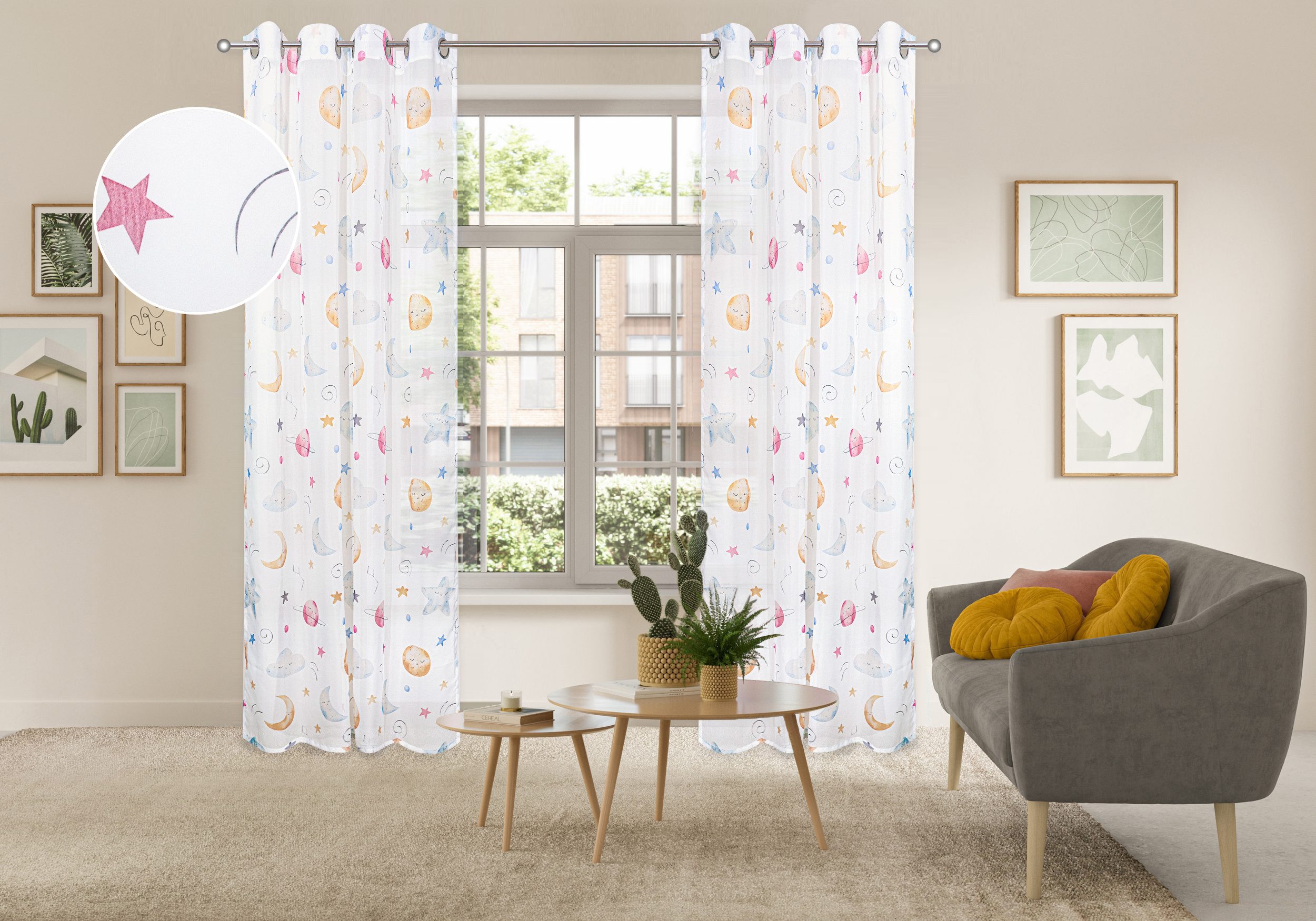 OTTO home Gardine Morgann (1 St), Ösen, transparent, Ösen- Aufhängung, verspieltes Design, transparentes Material