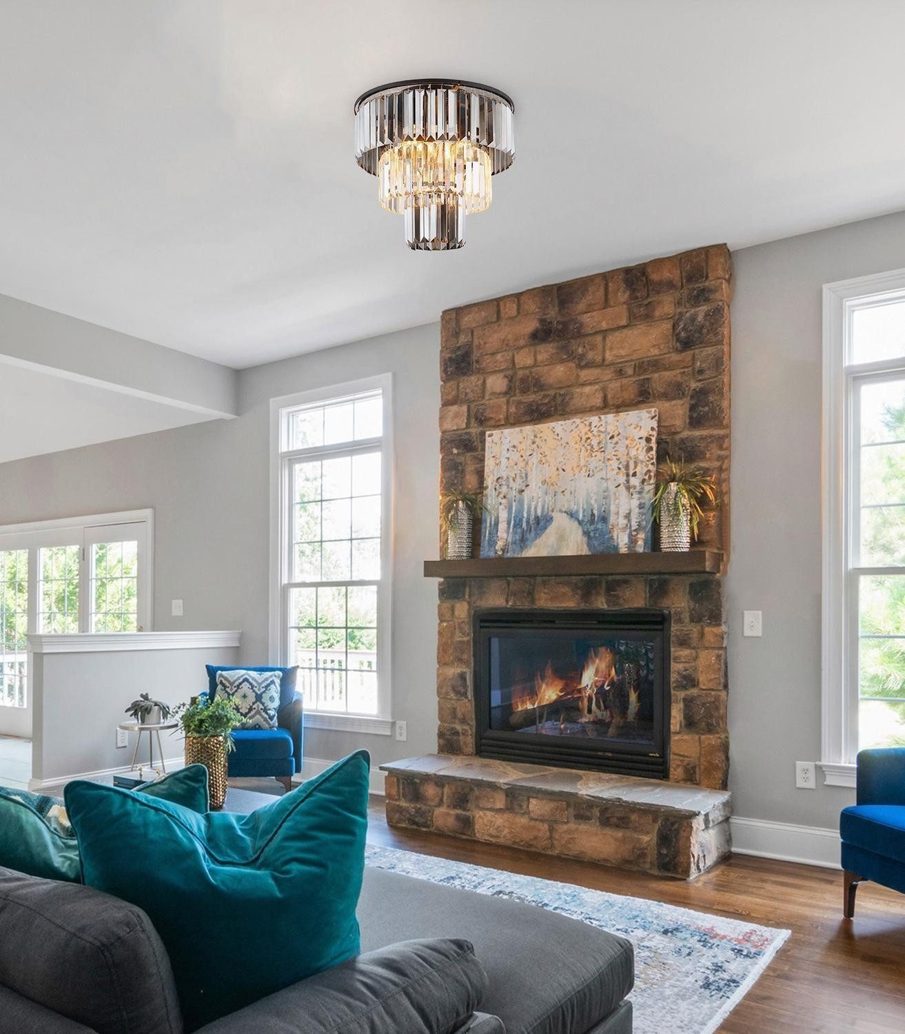 GLOBO LIGHTING Deckenleuchte NAXIS, Ø 40 x H 33 cm, Rauchfarben, Schwarz, o günstig online kaufen