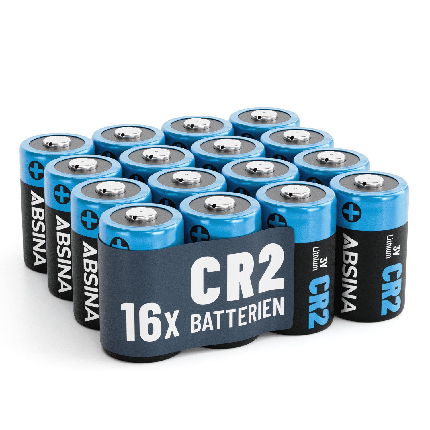 ABSINA 16x CR2 3V Lithium Batterie für Kamera, Fotoapparat, auslaufsicher Batterie, (1 St)